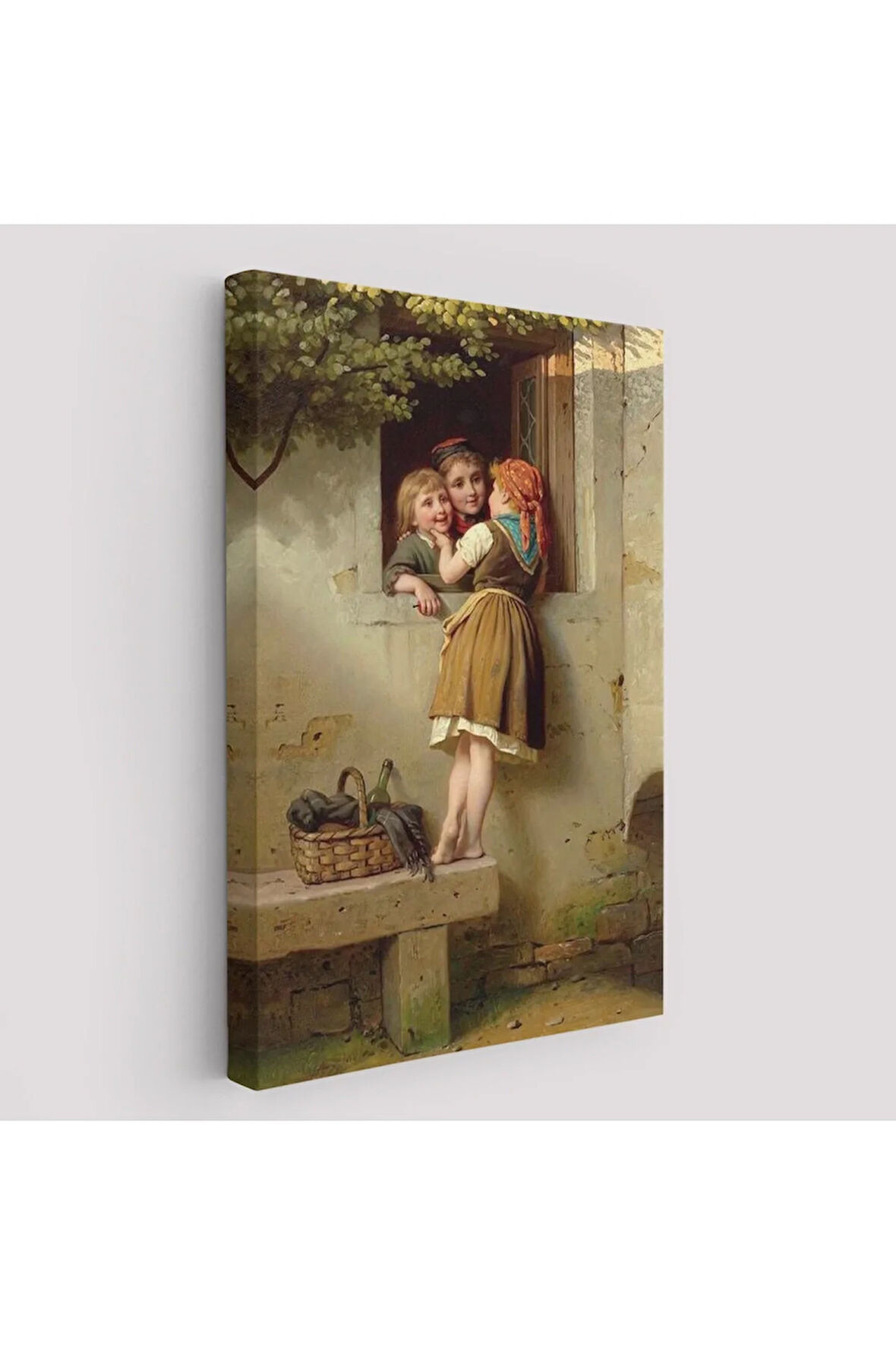 Pencerede Sohbet Eden Çocuklar Tablosu, Johann Georg Meyer Von Bremen-6305