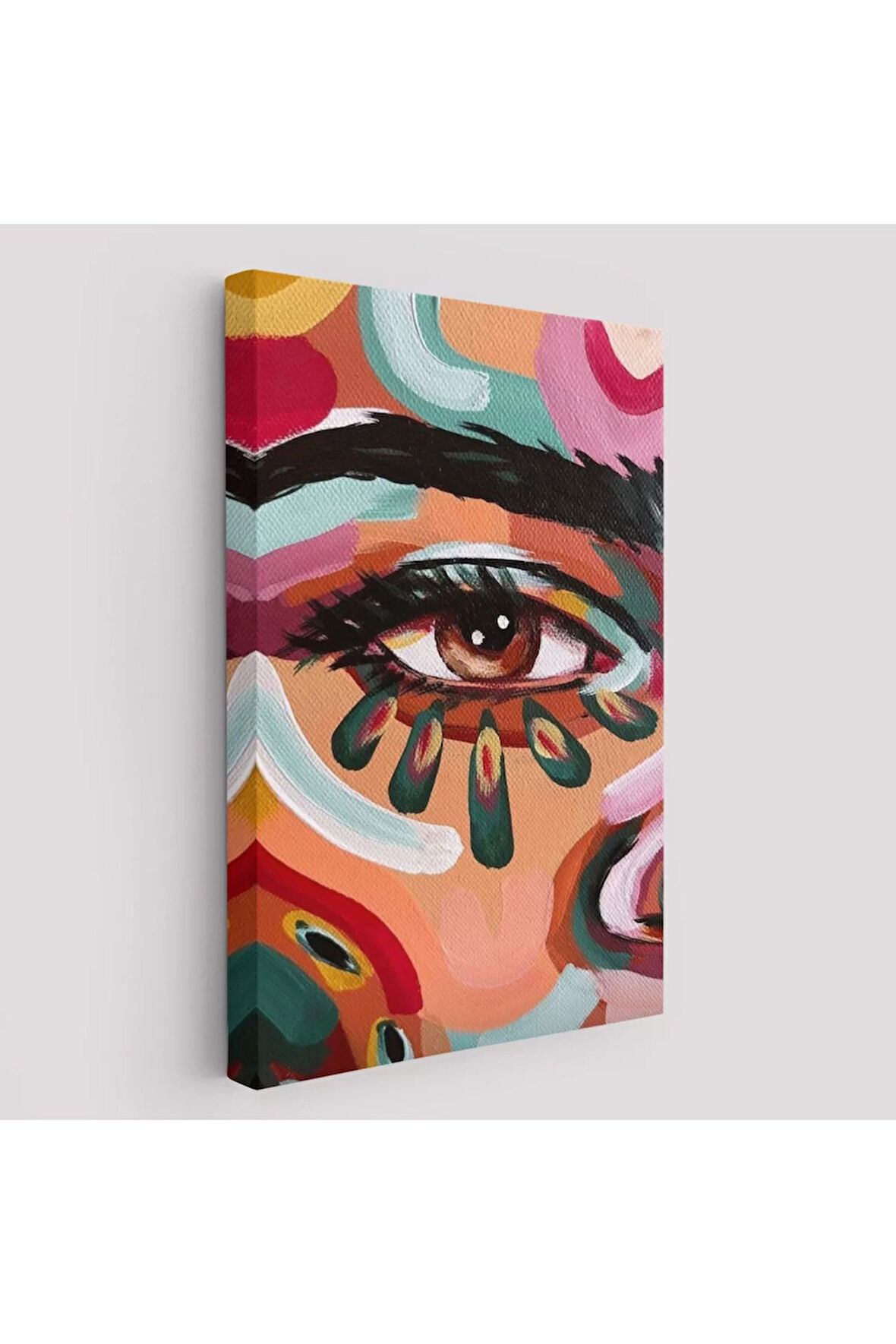 Renkli Yağlıboya Görünümlü Kadın Tablosu-6321