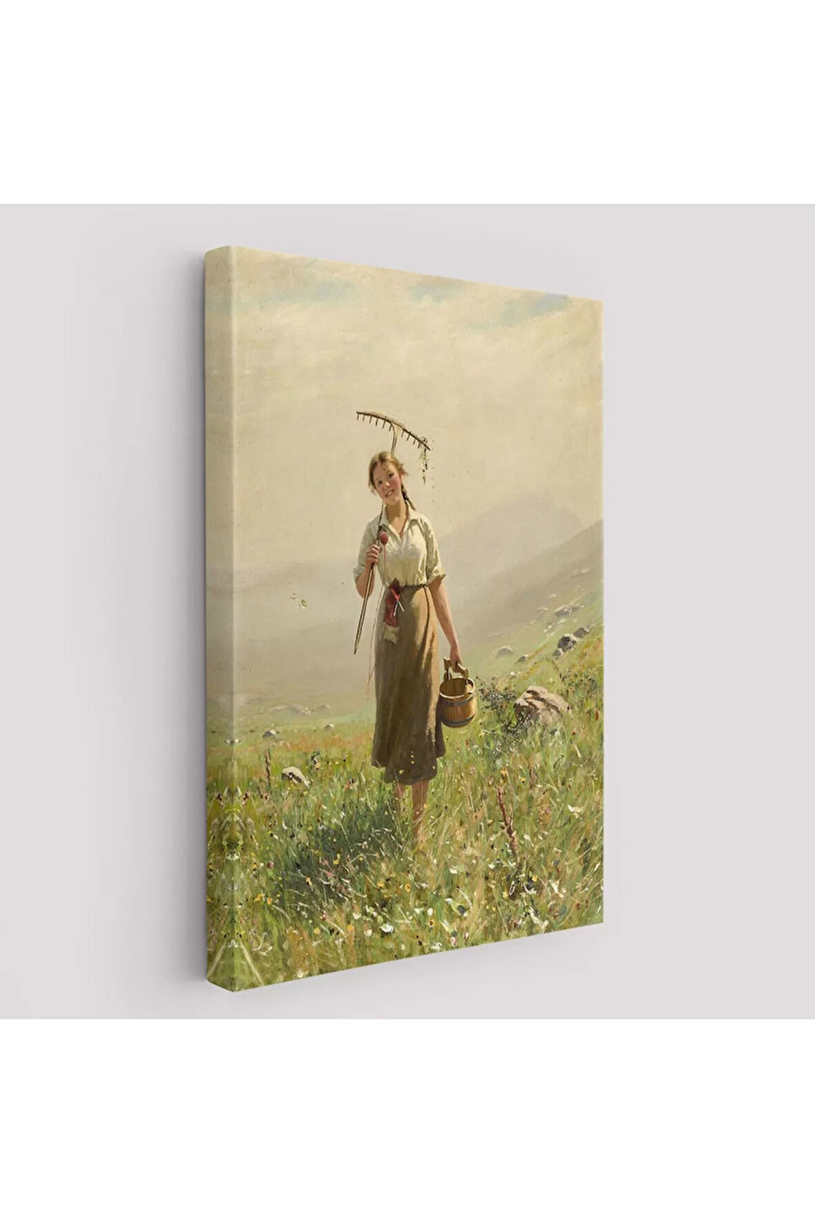 Çayırda Yüreyen Köylü Kızı Duvar Tablosu-6324