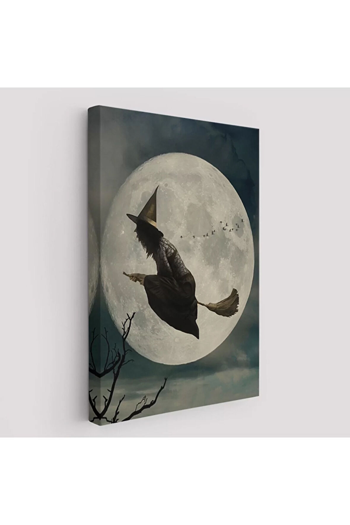 Süpürge İle Uçan Cadı, Cadılar Bayramı Helloven Duvar Tablosu -6481