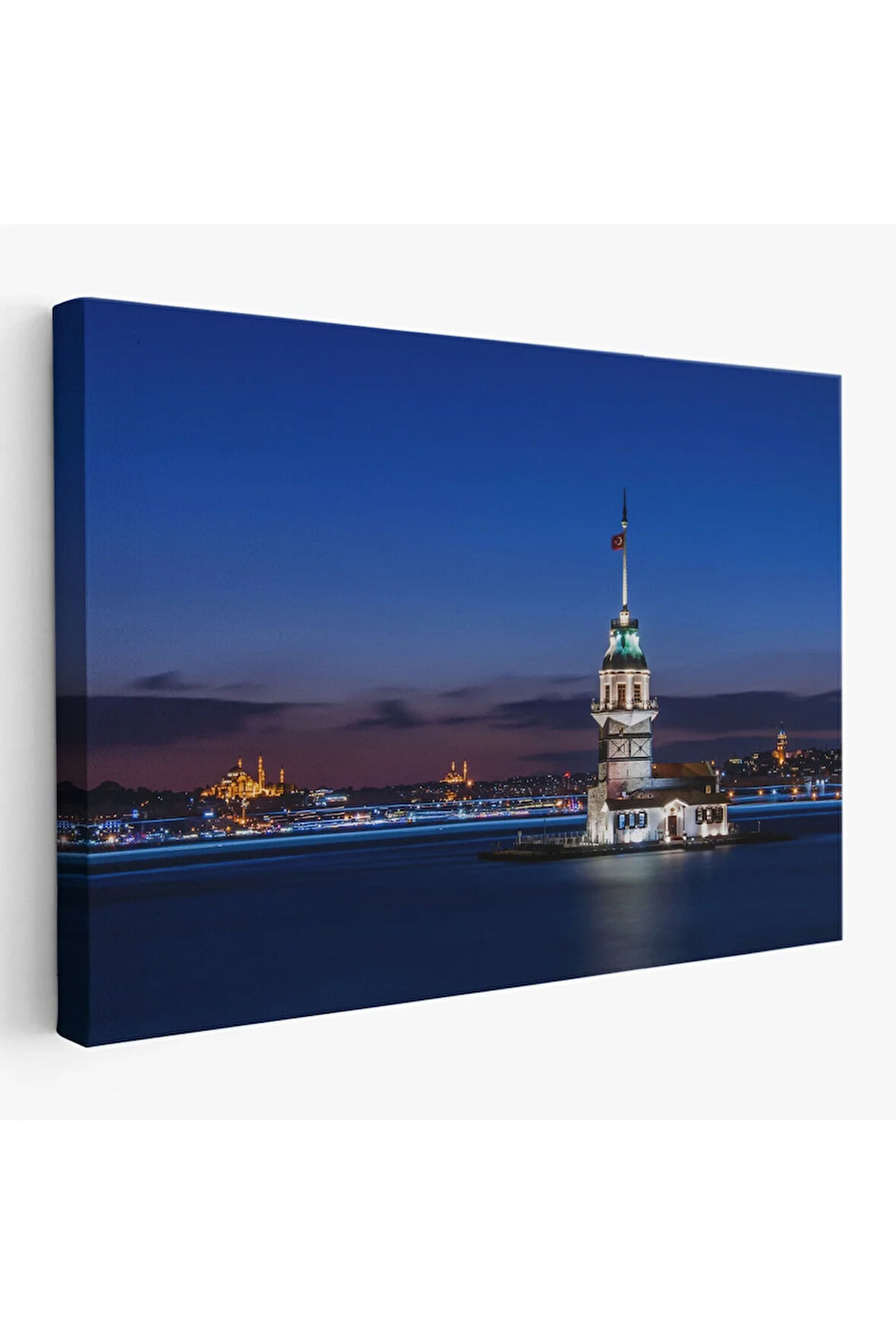 Kız Kulesi Gece Manzarası Dekoratif Kanvas Tablo-6502