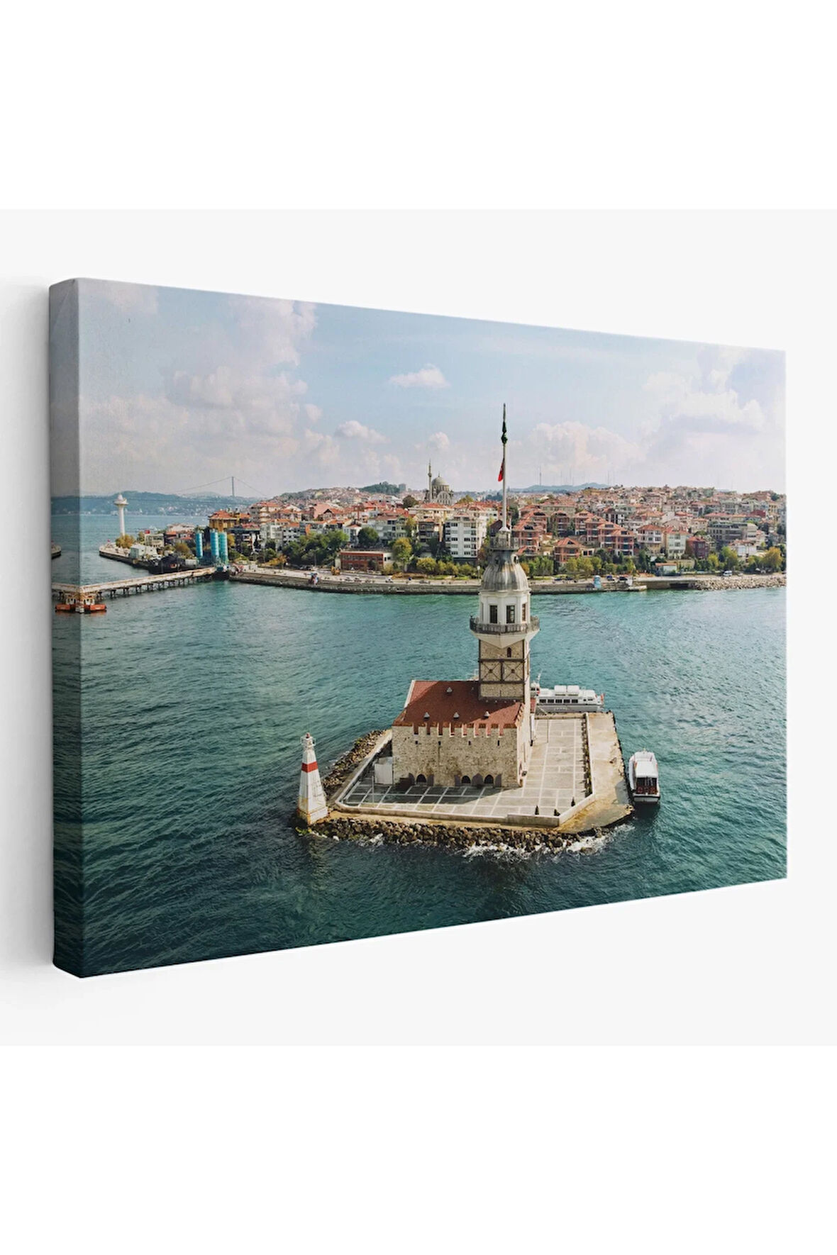 Kızkulesi Ve Üsküdar Kuşbakışı Manzarası Dekoratif Kanvas Tablo-6509