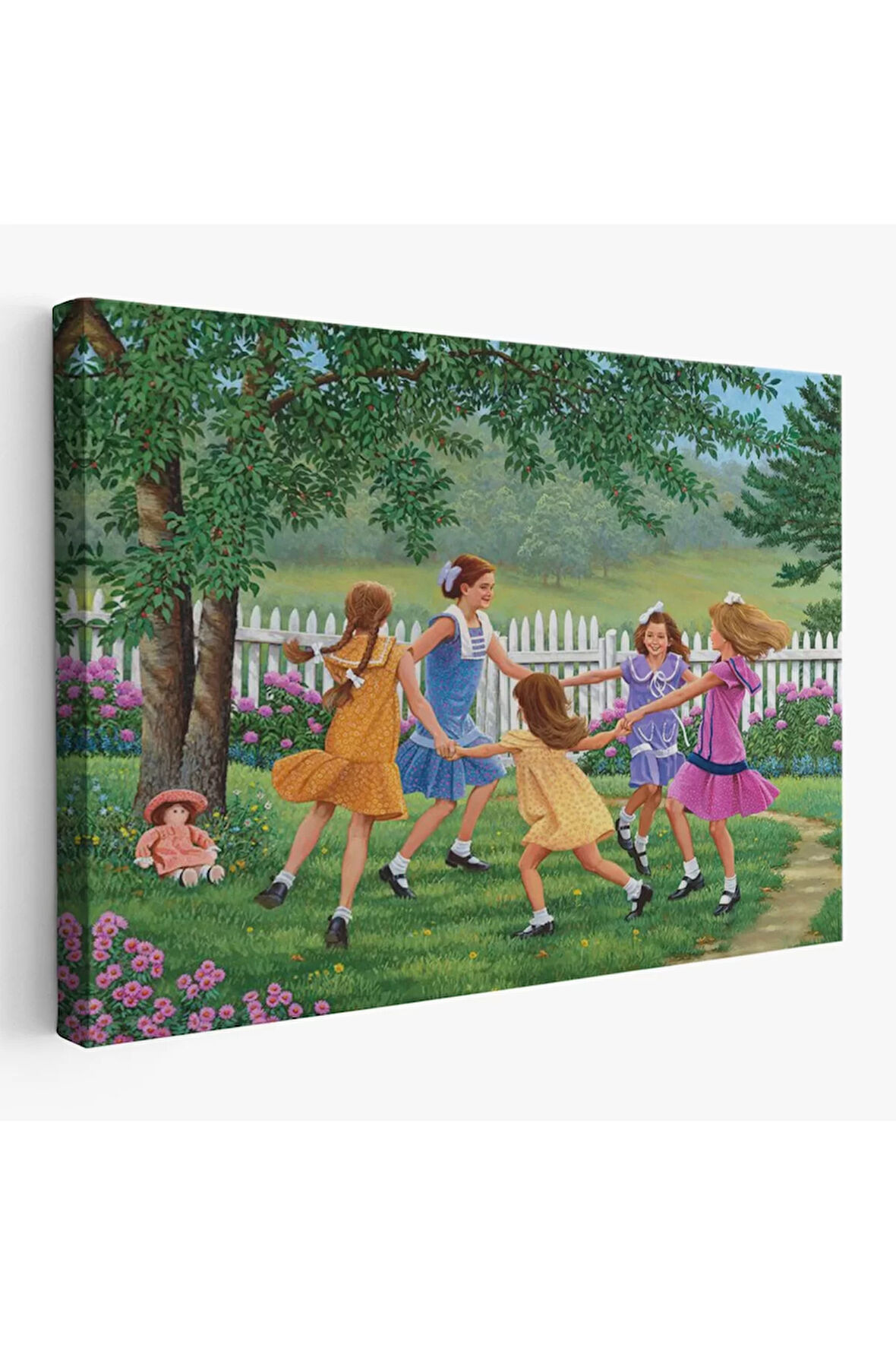 Bahçede Oynayan Kız Çocukları Tablosu-6532