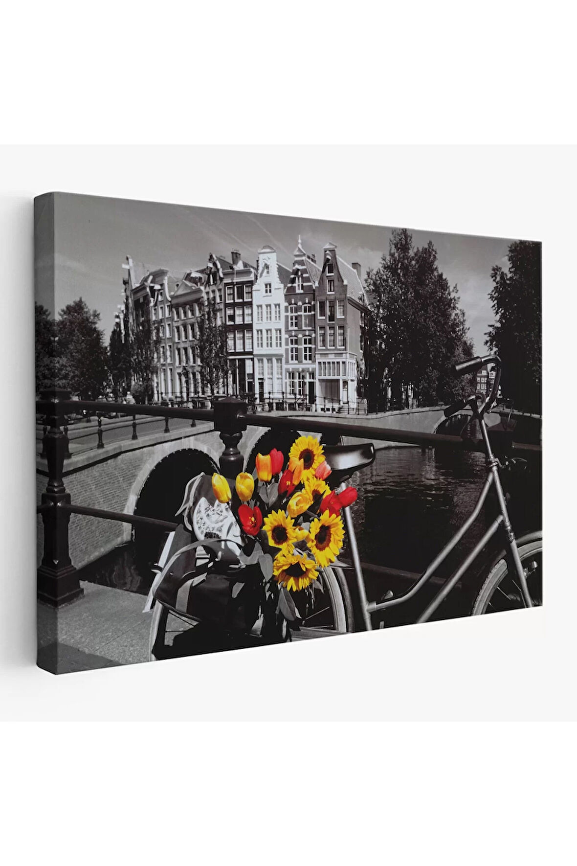 Amsterdam Kanallarındaki Bisiklet Ve Laleler Tablosu-6594