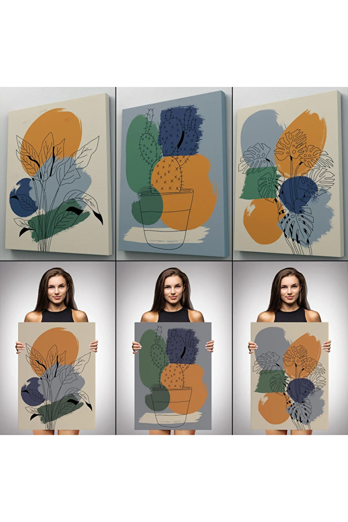 İskandinav Tarzı Bohem Minimal 3 Lü Tablo Seti-af-6