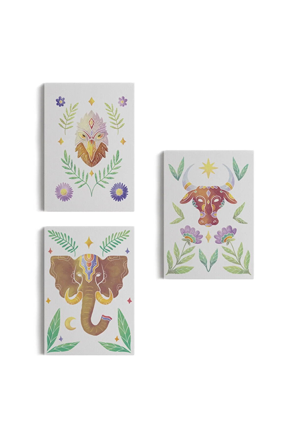 3’lü Tablo Hayvan Temalı Koleksiyon Dekoratif Şık Ve Modern Duvar Tablo Seti-at-20