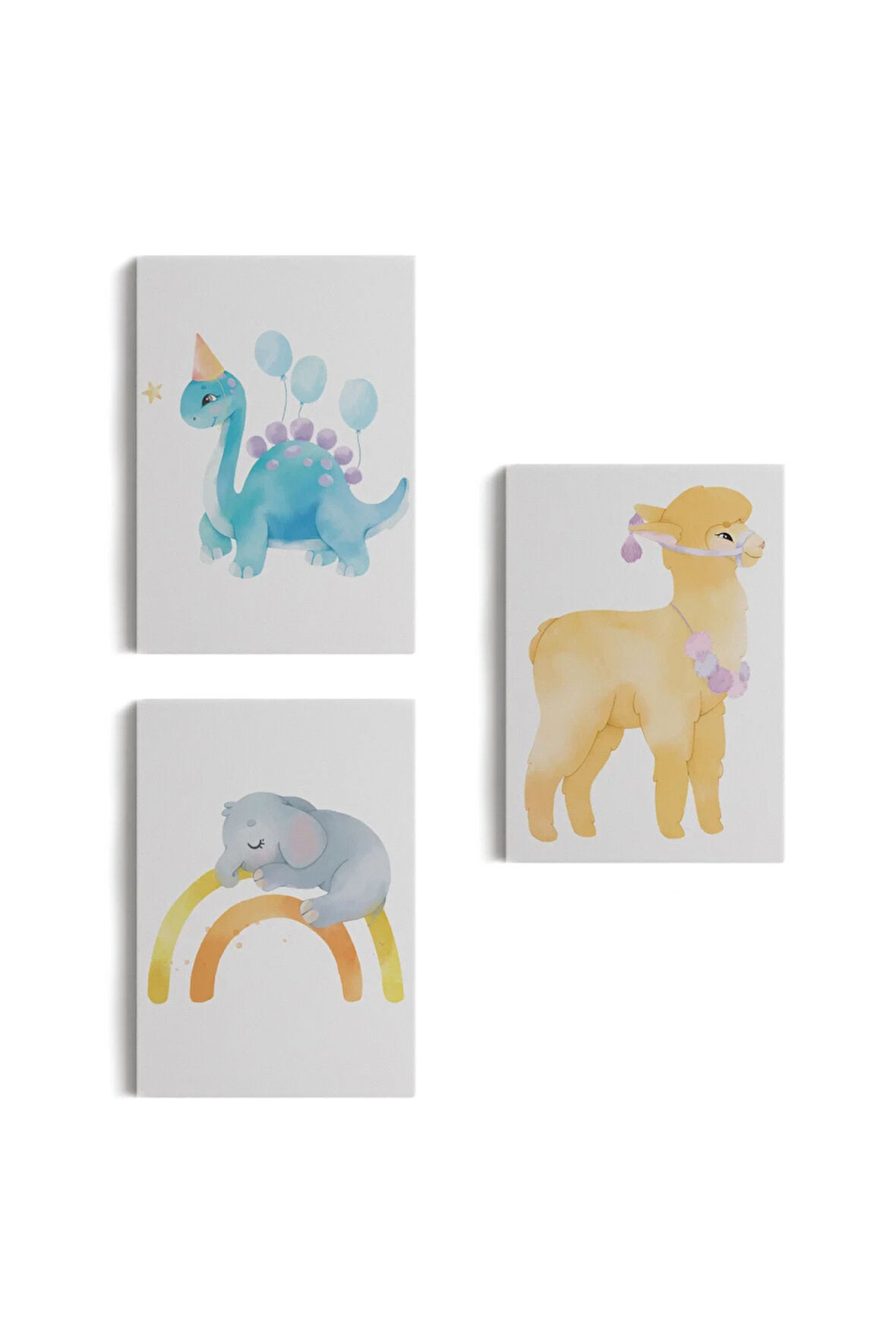 3’lü Tablo Şirin Hayvanlar Temalı Dekoratif Duvar Tablo Seti-bu-46