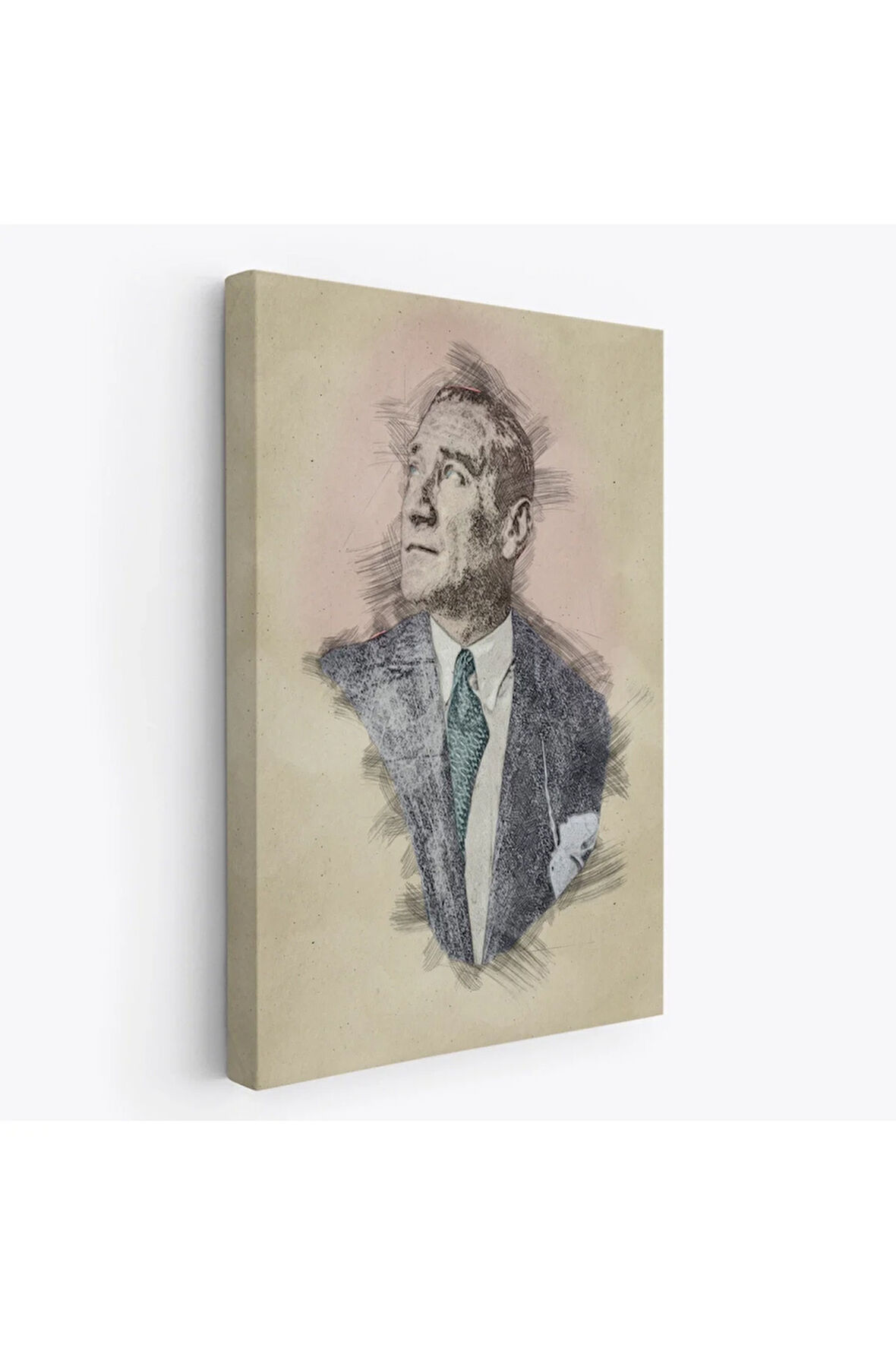 Mustafa Kemal Atatürk'ün Kalem Eskizi Portre Çizimi Dekoratif Kanvas Tablo-dc-80