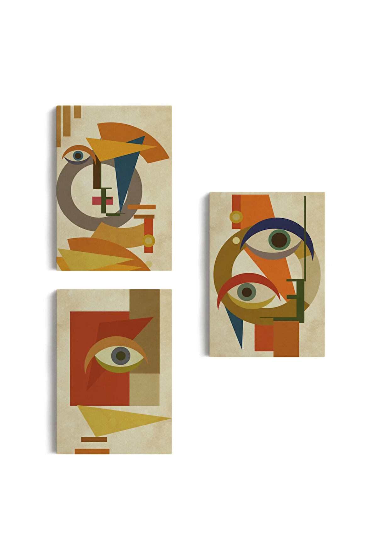 Gizemli Kadınlar Soyut Dekoratif Duvar Tablosu Üçlü Set-ds-95