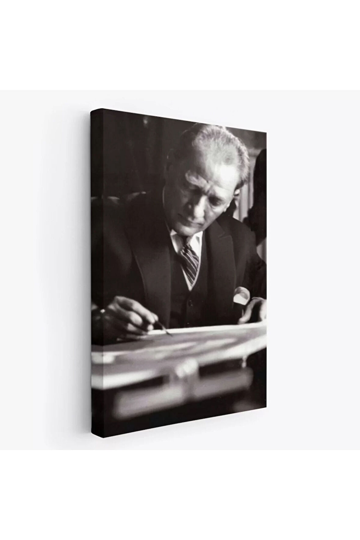 Atatürk Portre Tablosu Mustafa Kemal Atatürk Dikdörtgen Dekoratif Kanvas Tablo-fb-126