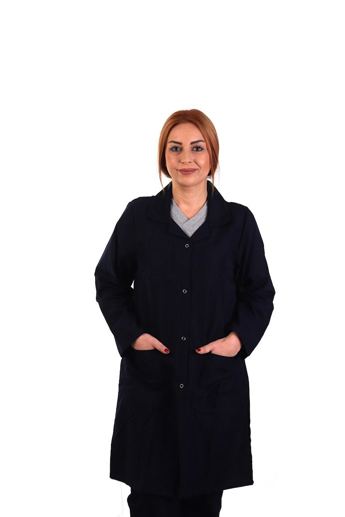 ESER - Kadın Alpaka Önlük - Çıtçıtlı - Lacivert