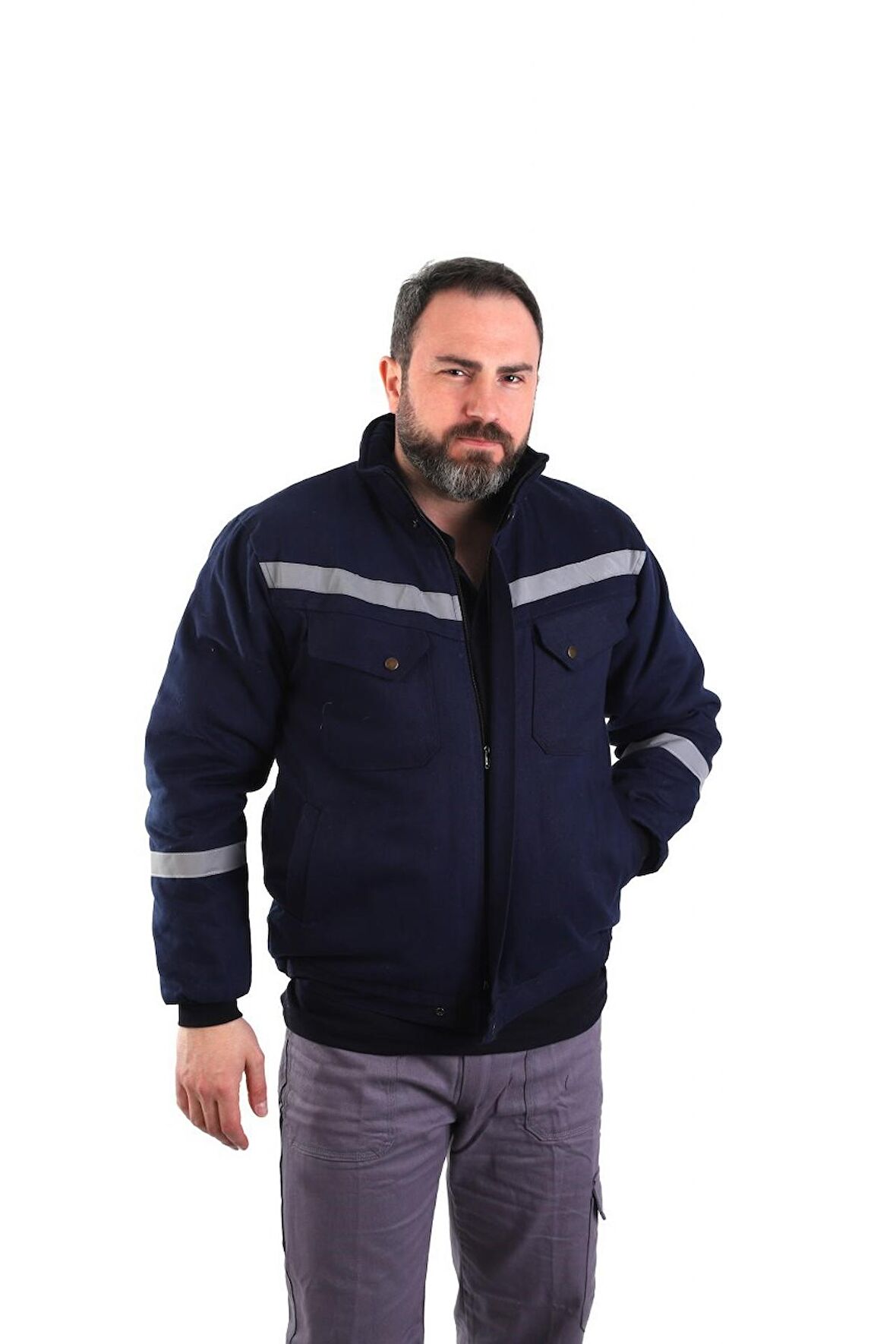 ESER - 7-7 Gabardin İçi Polarlı Mont - Lacivert