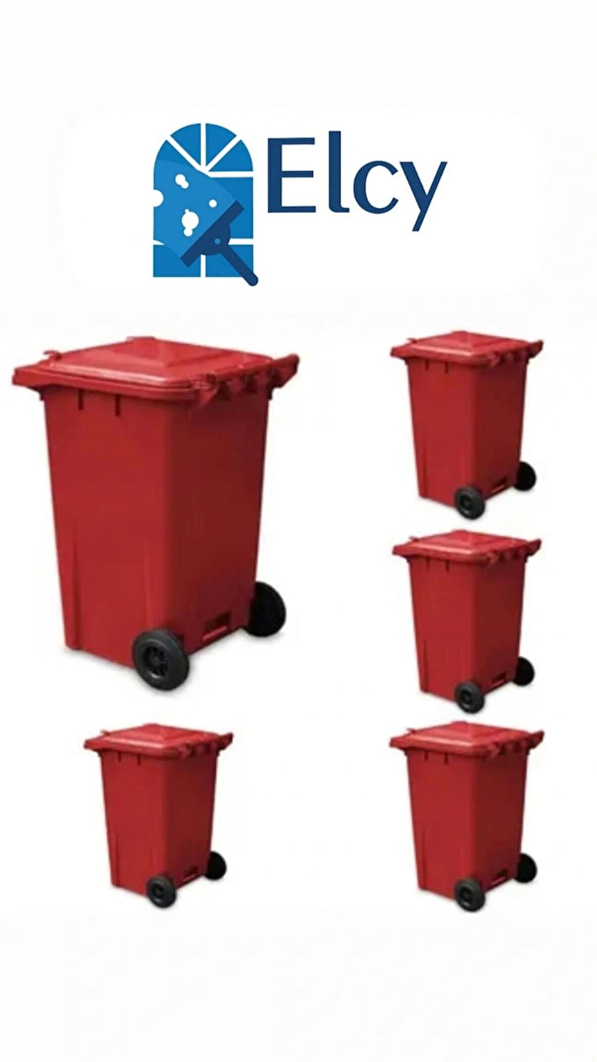 ELCY 240 LT Kırmızı Çöp Konteyneri Isıya Karşı Dayanıklı 5 ADET