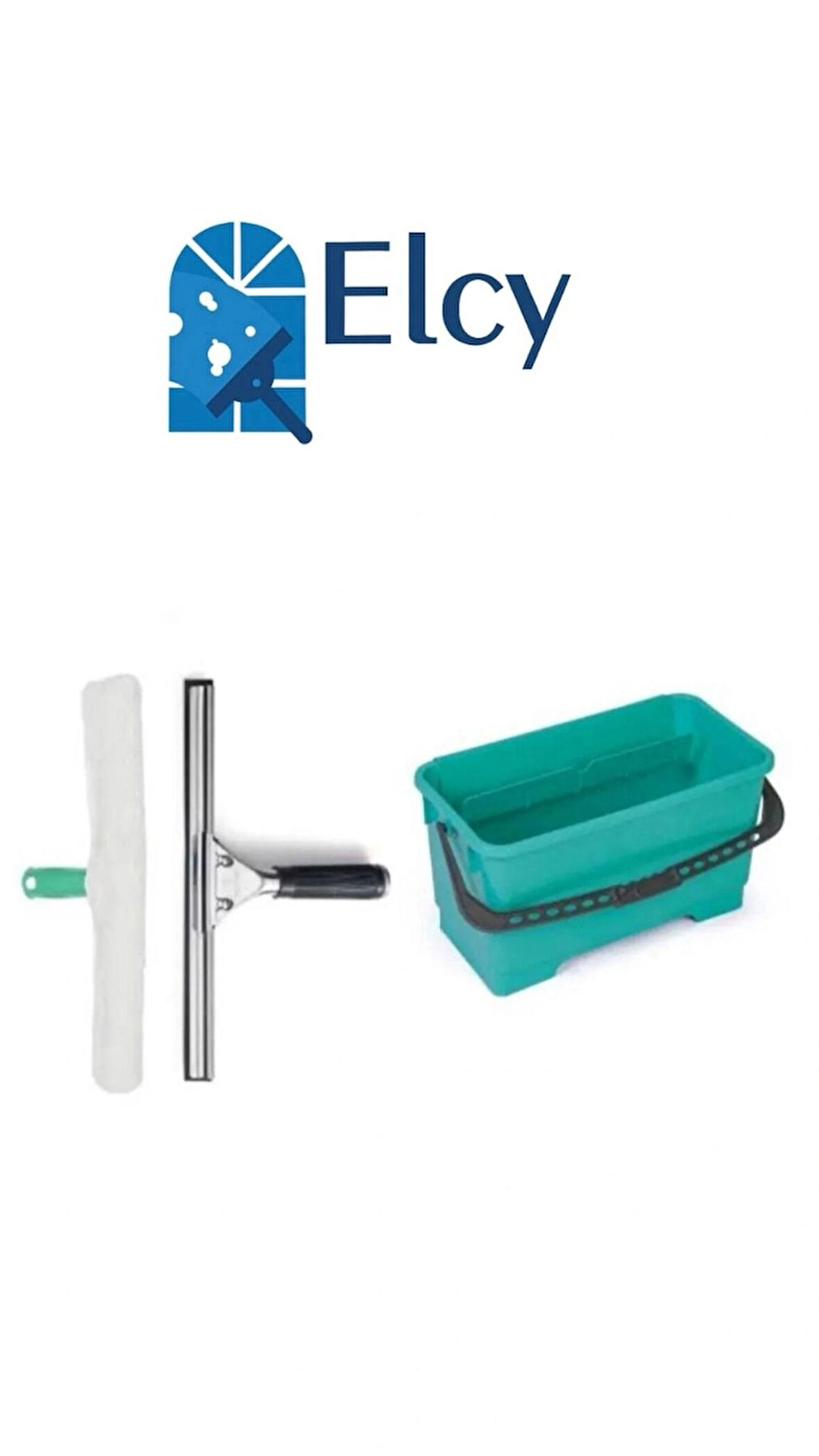 ELCY Cam Temizleme Seti 35 Cm Çekçek 35 Cm Peluş Camcı Kovası
