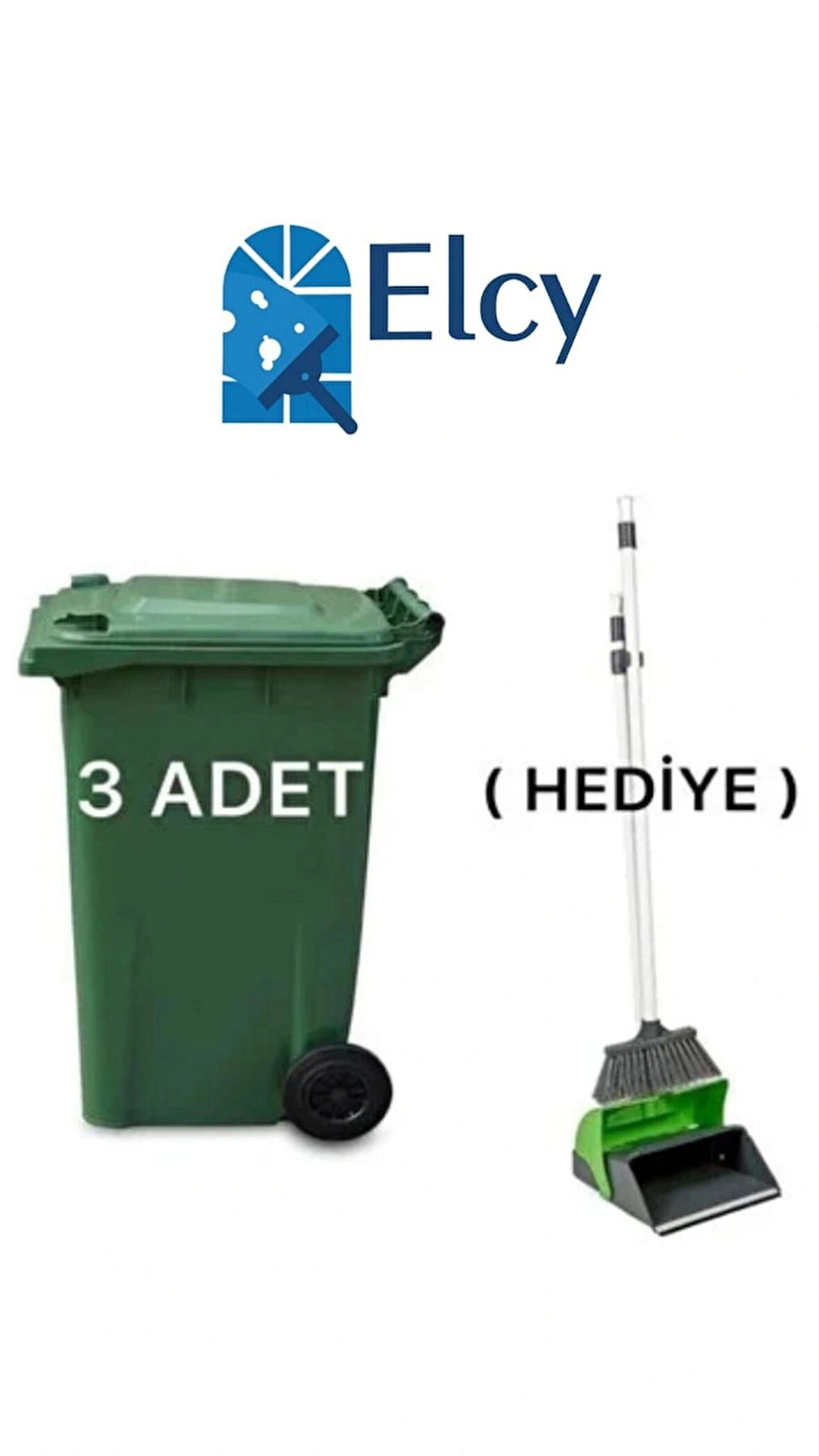 ELCY 240 LT Yeşil Çöp Konteyneri 3 ADET