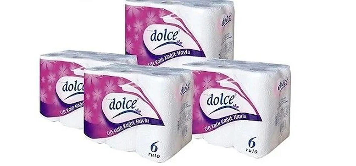 Dolce Çift Katlı Kağıt Havlu 6 Rulo x 4 Paket (24 Rulo-1 Koli )