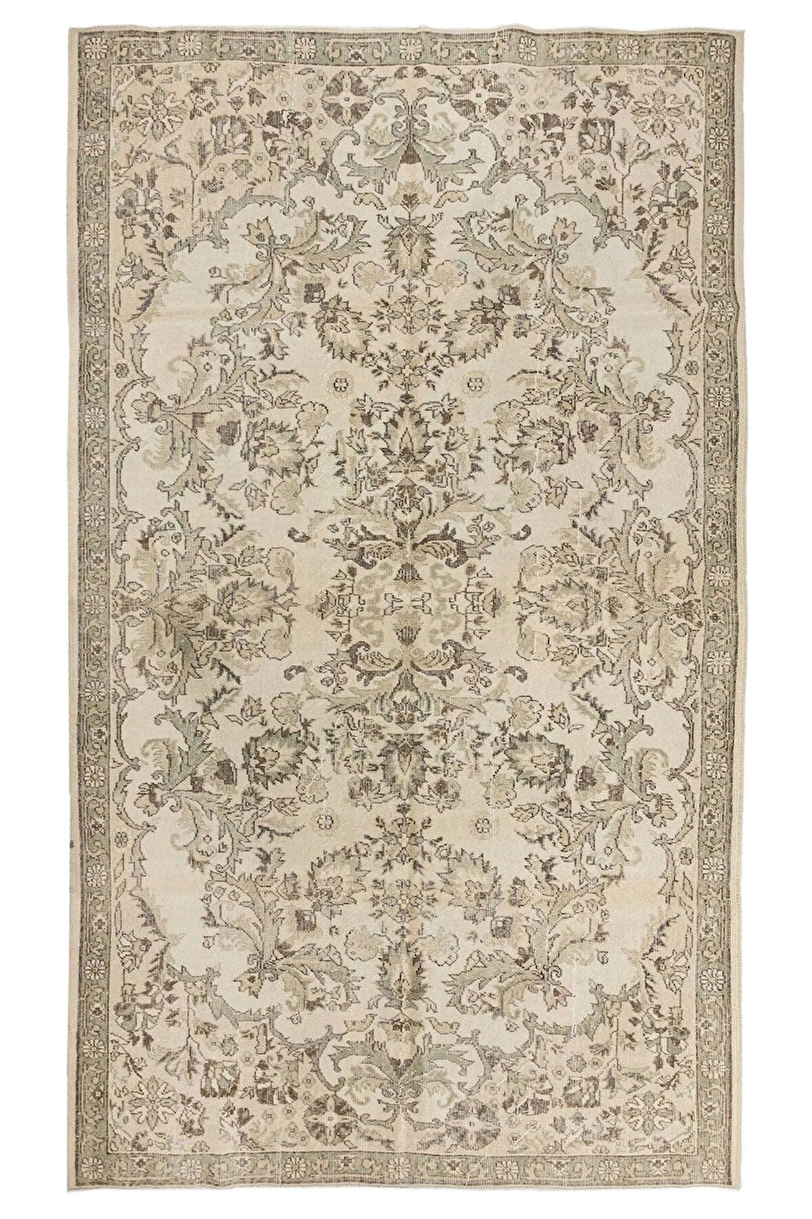 202x307 cm Eski El Yapımı Otantik Anadolu Uşak Halısı, Yünlü Halı