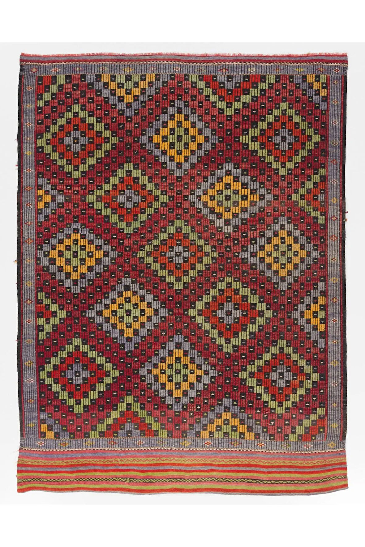 176x335 cm Eski Dekoratif El Dokuması Cicim Kilim, %100 Yün