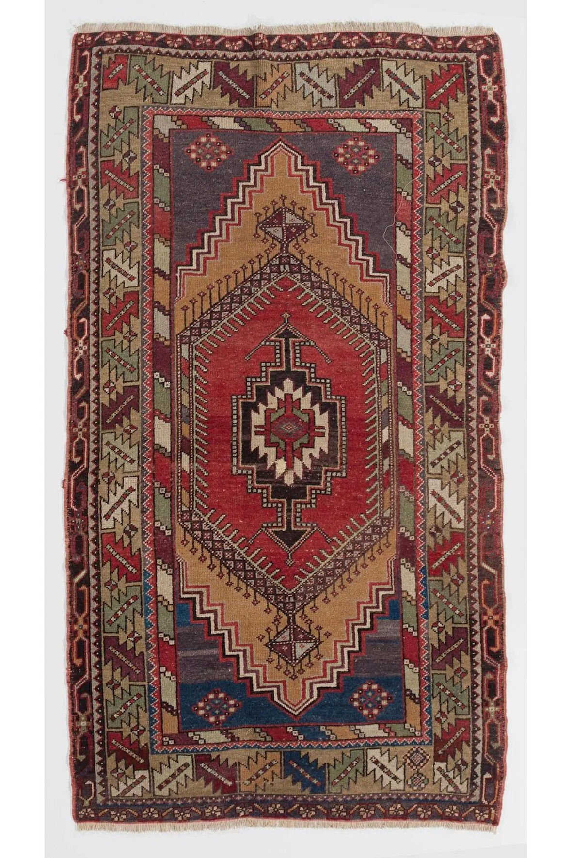 108x198 cm Otantik El Yapımı Eski Türk Halısı