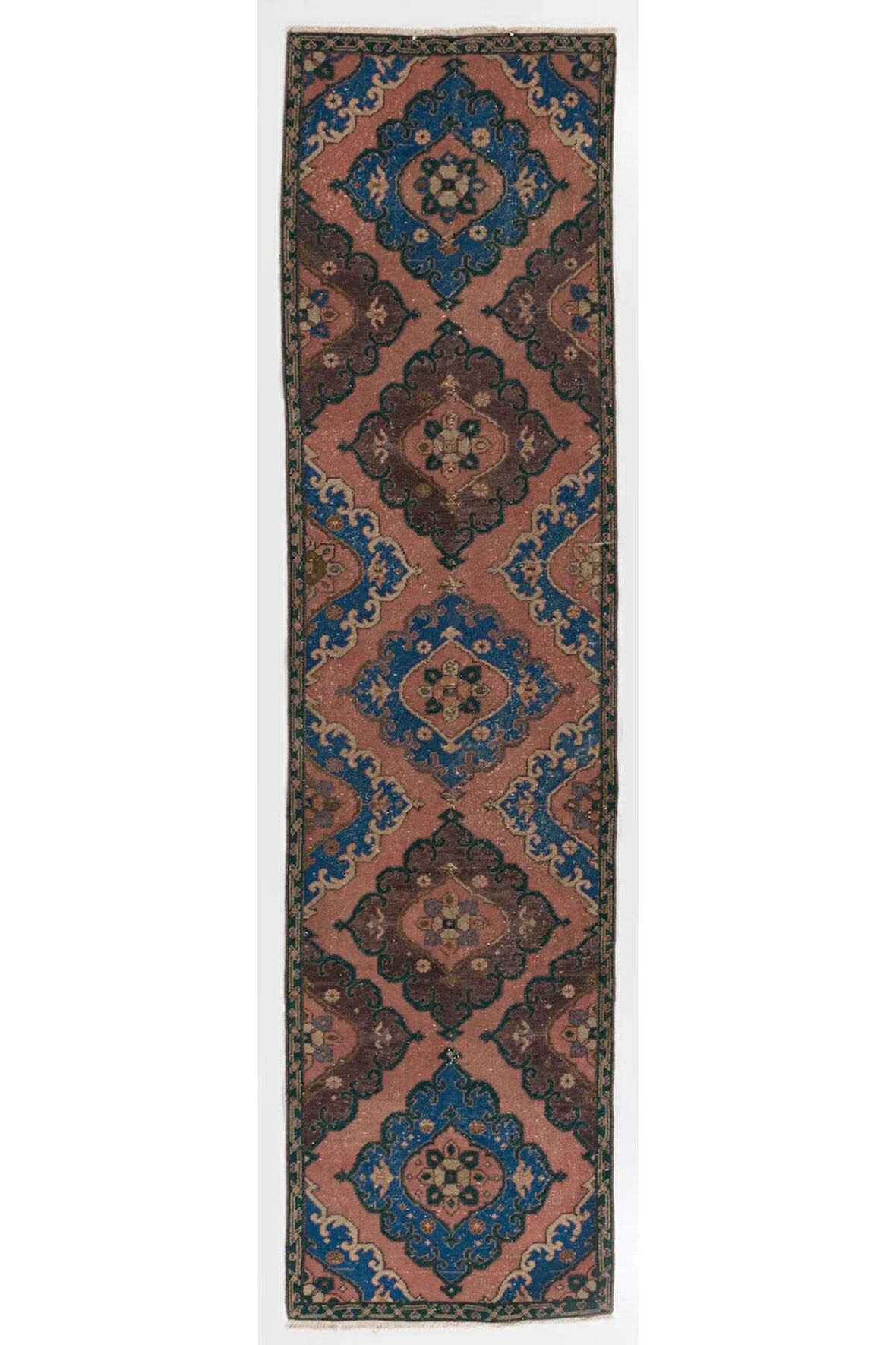 92x363 cm Koridor Dekoru için El Düğümlü Eski Anadolu Yolluk Halısı, Antre hol Halı