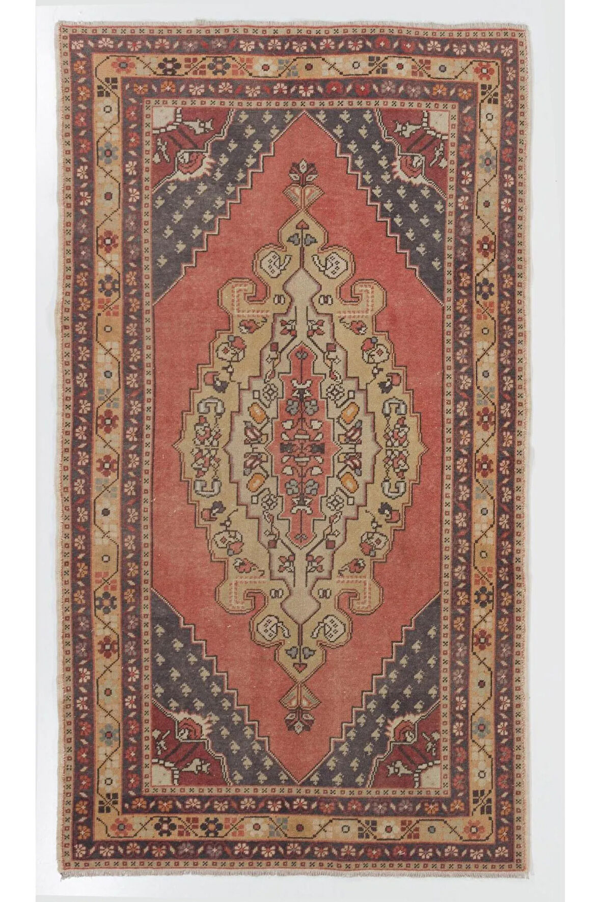 130x229 cm Benzersiz El Yapımı Eski Oryantal Halı