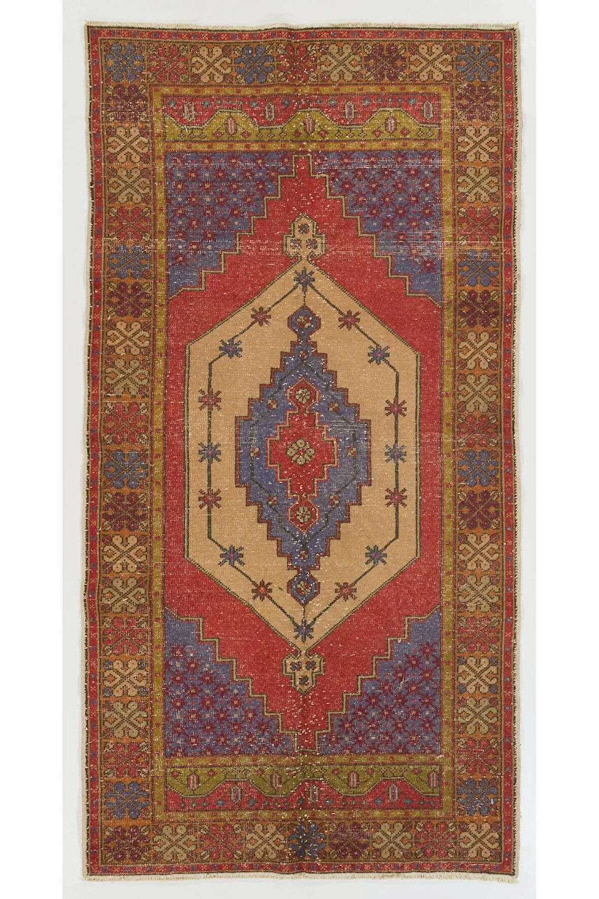 141x270 cm Eski Türk Halısı, %100 Yün. Geleneksel Eski El Dokuma Halı