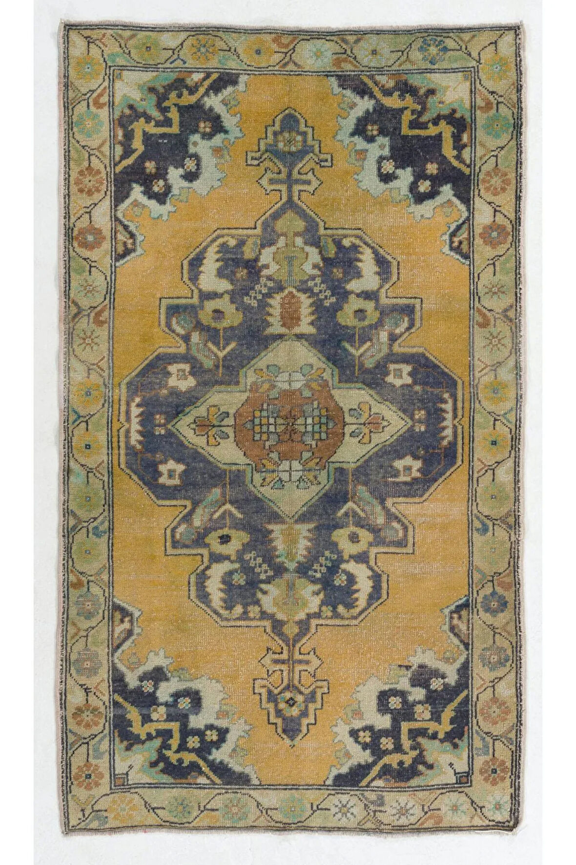 125x221 cm Eski El Yapımı Türk Halısı, Geleneksel Ev Dekoru Halı, Yöresel Halı