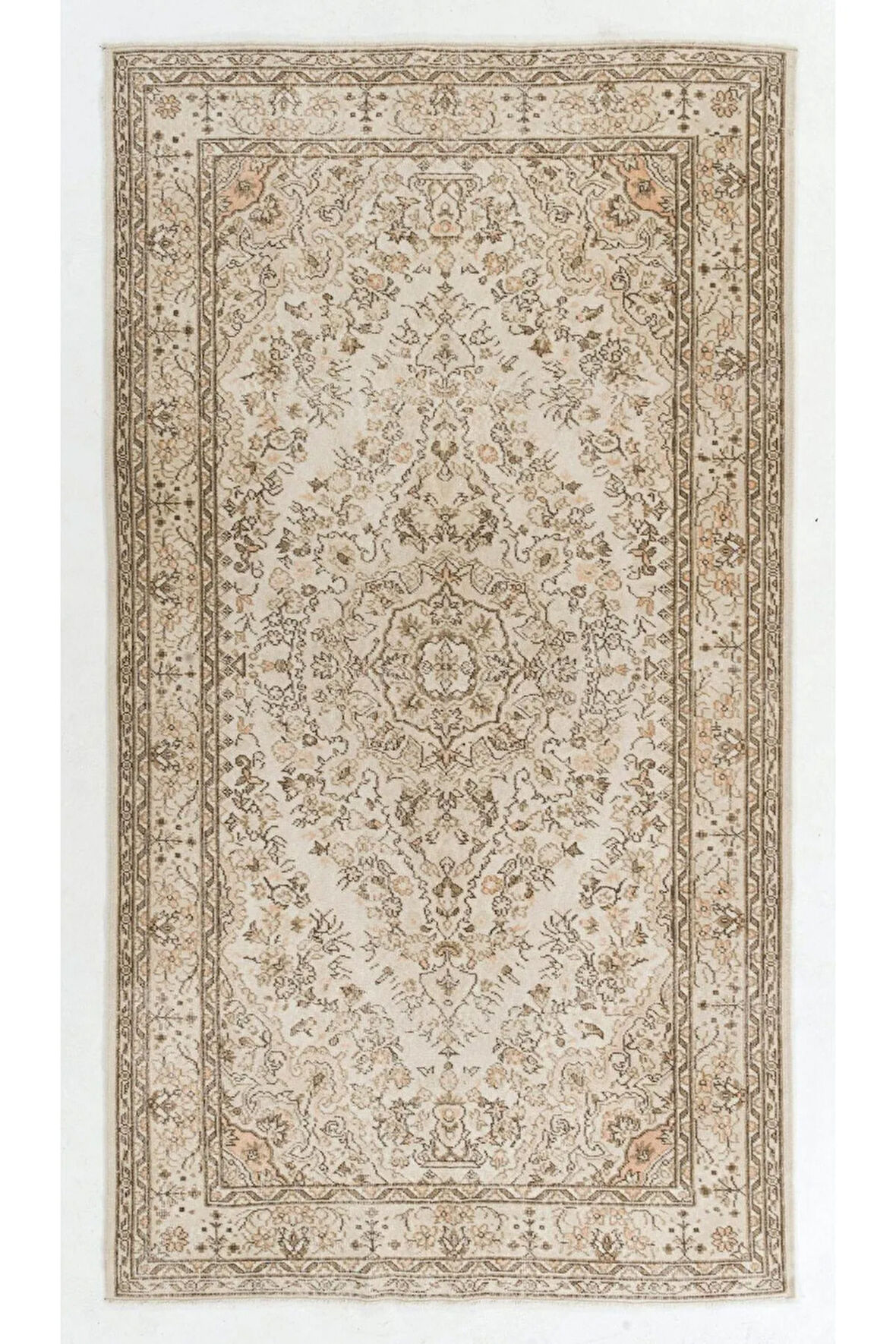 171x304 cm Yumuşak Renklerde Eski Anadolu Uşak Halısı. El Dokuma Halı, Yün Zemin Kaplaması