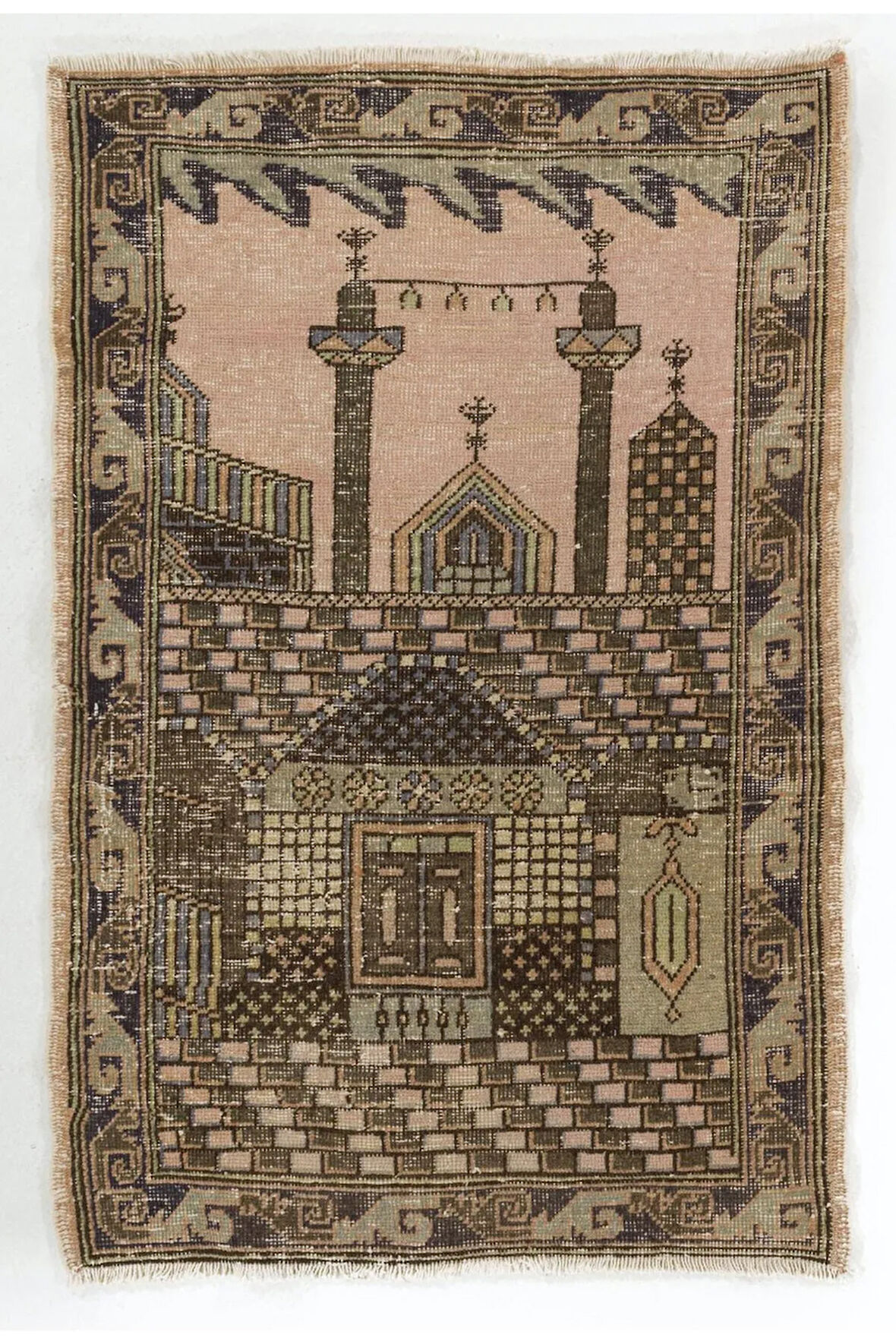 80x124 cm Eski El Yapımı Seccade Halı, Seccade Paspas
