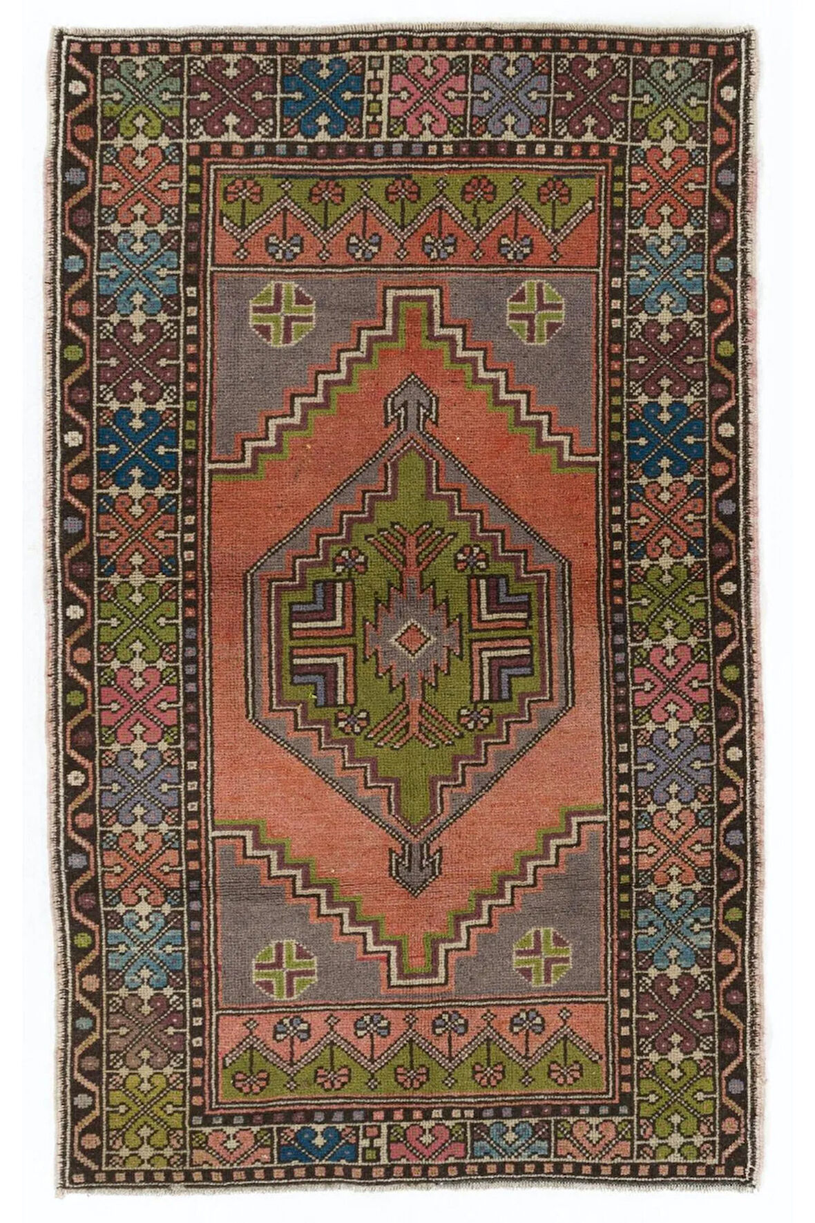 110x180 cm Eski Anadolu Köy Halısı, Geleneksel Halı, Yumuşak Yün Kazık
