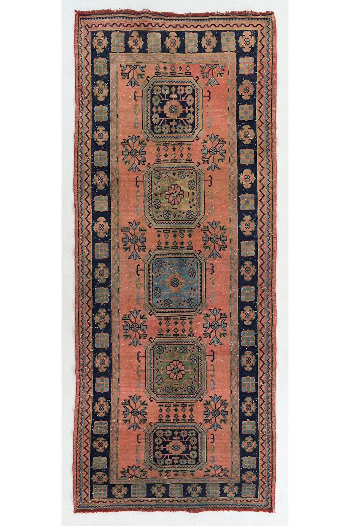 147x350 cm Koridor için Eşsiz Eski el yapımı Türk yolluk halı, Antre Hol Halı