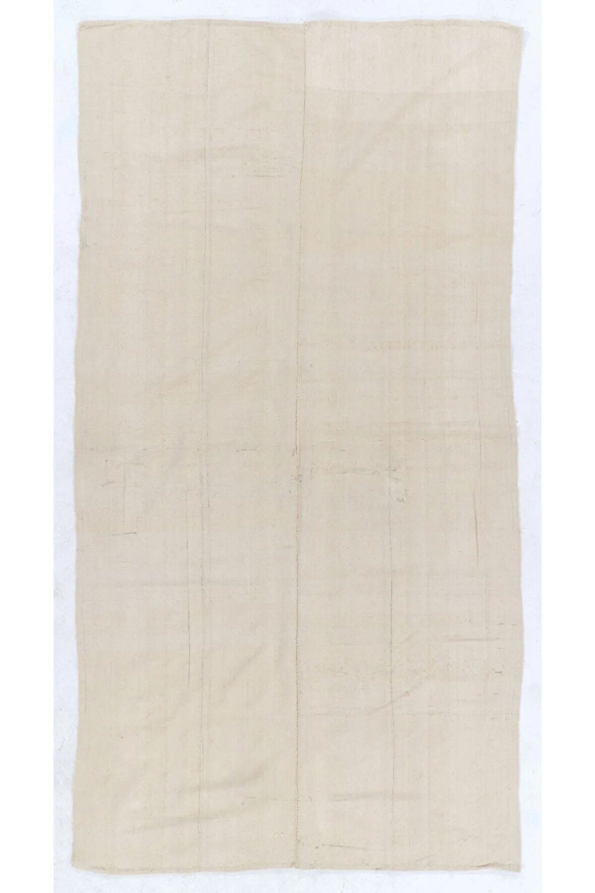 156x290 cm El Dokuma Eski Çizgi Desenli, Krem Renkli Yolluk Kilim. Düz Dokuma Mutfak Kilimi