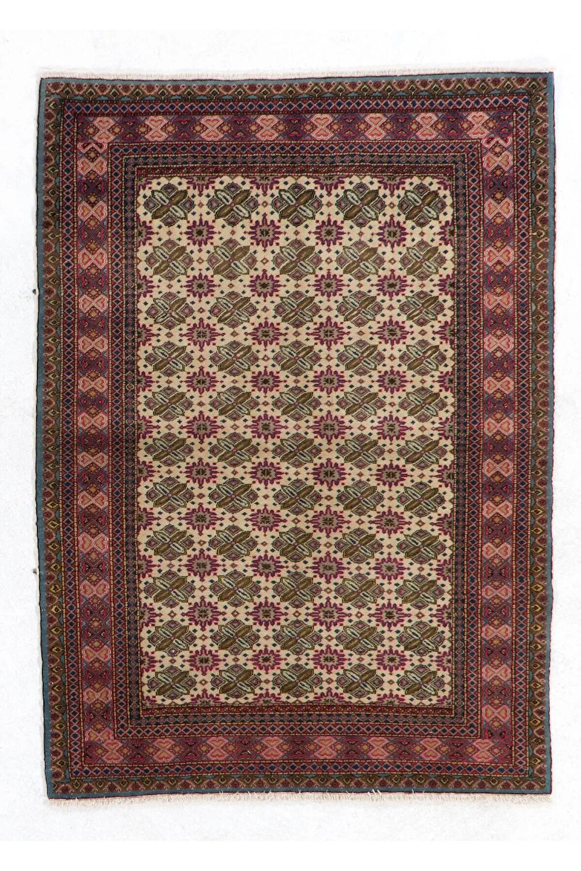 123x169 cm Eski Anadolu Halısı, Ev ve Ofis için İnce El Düğümlü Yün Halı