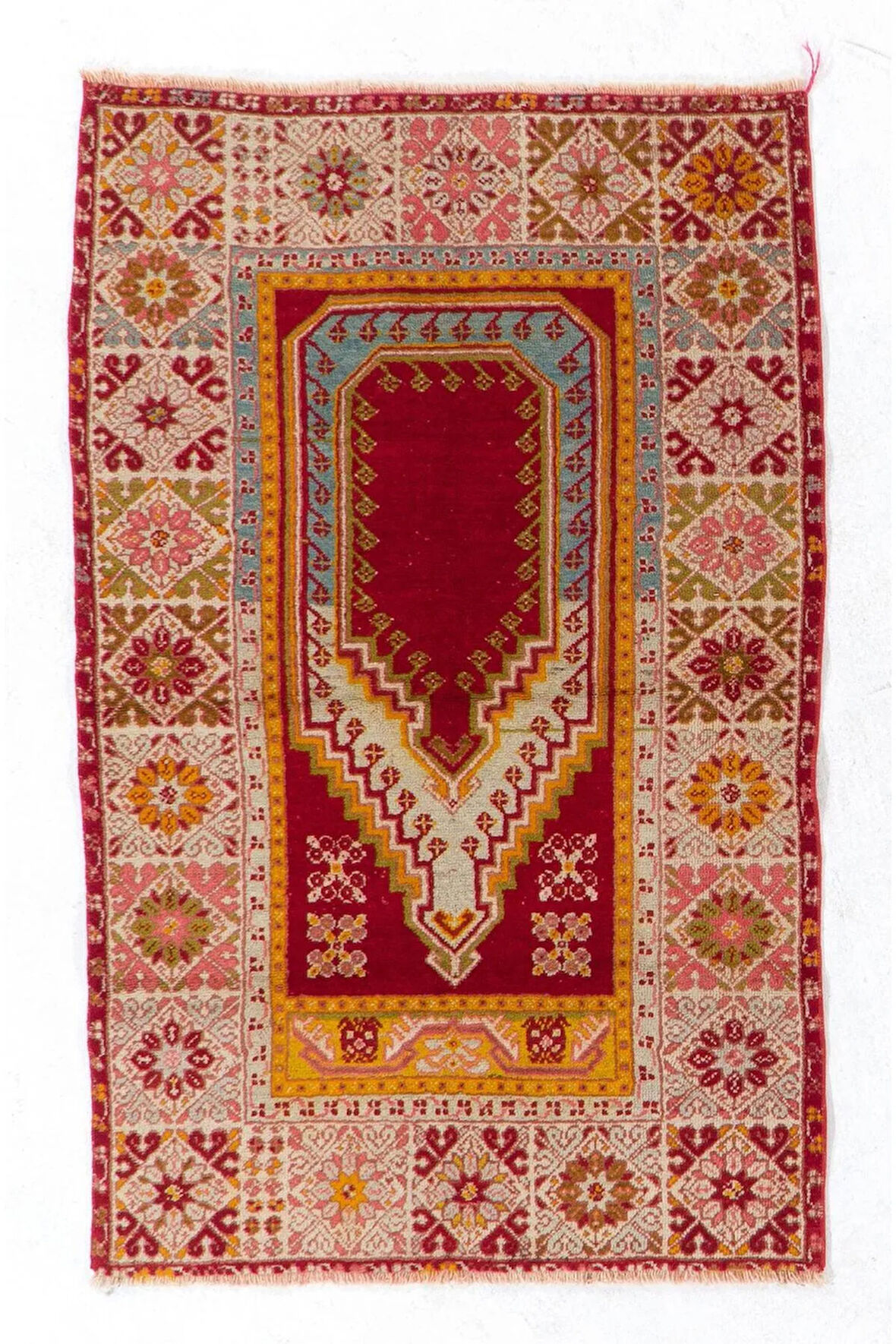100x160 cm Yarı Antik El Yapımı Türkiye Kırşehir Seccadesi, Halı Seccade