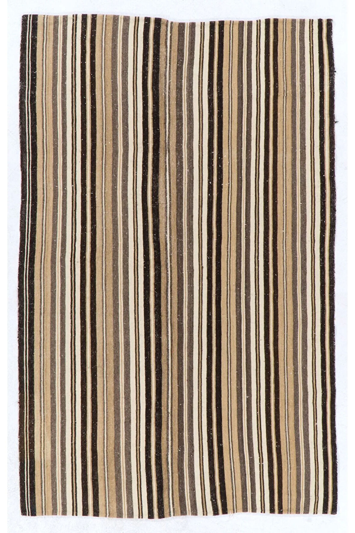 158x237 cm Çizgi Desenli El Dokuması Eski Düz Dokuma Orta Anadolu Kilimi. %100 Yün