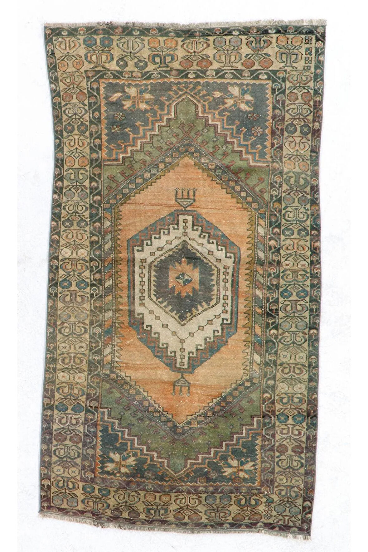 107x195 cm Kır Evleri, Rustik, Kabile, Geleneksel İç Mekanlar için El Yapımı Eski Türk Vurgulu Halı