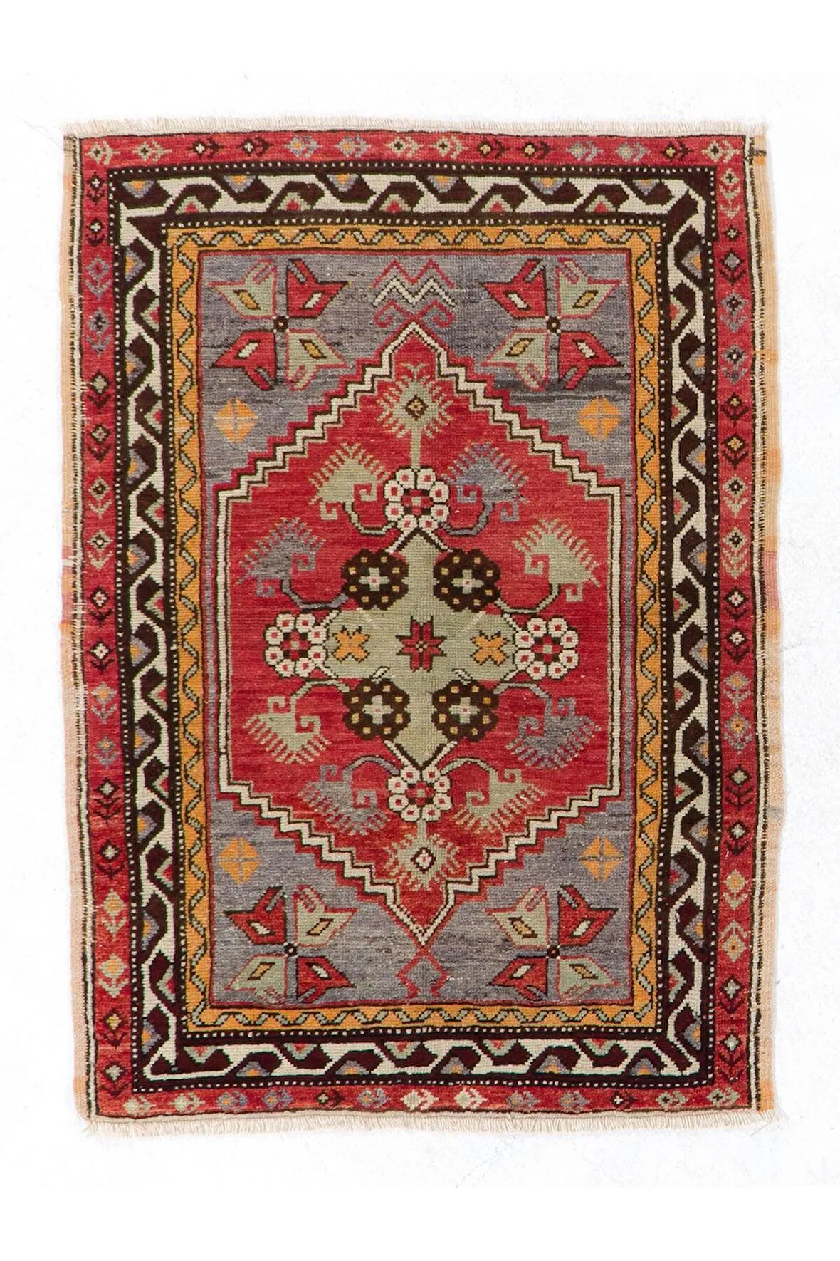 95x130 cm Eski El Yapımı Küçük Halı, Banyo Paspası, Kapı Paspası, Koltuk Örtüsü