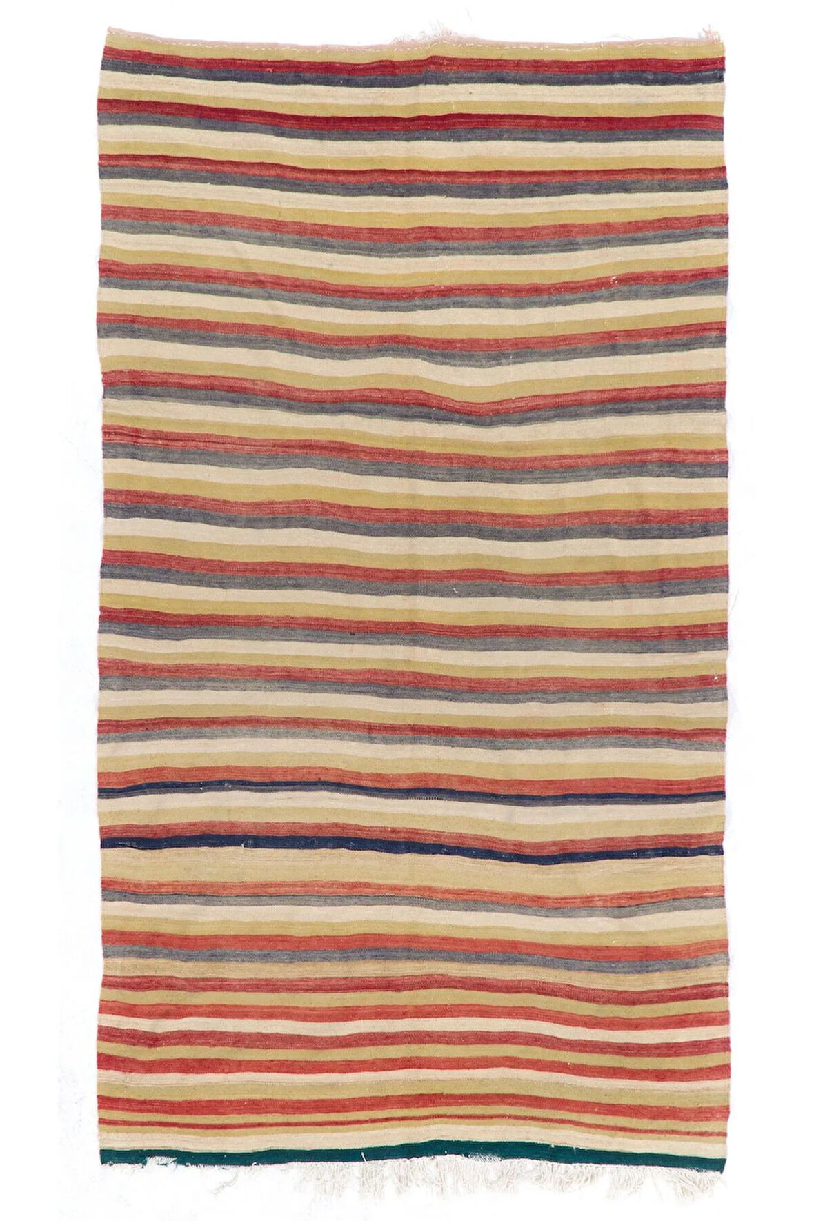 153x255 cm El Dokuması Eski Çizgi Desenli Türk Kilimi, Düz Dokuma Kilim Halı. %100 Yün