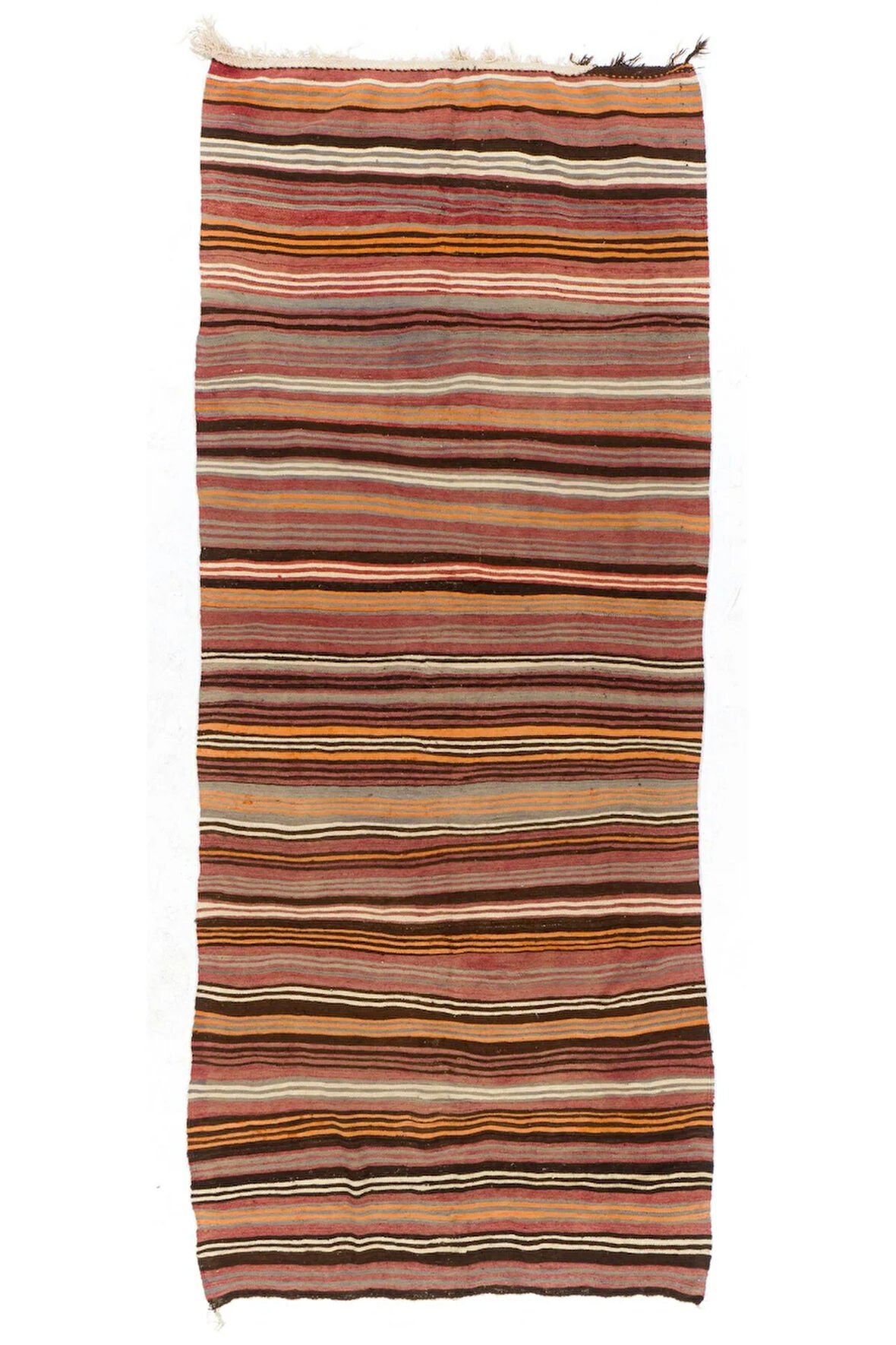 153x357 cm El Dokuması Eski Orta Anadolu Yolluk Kilimi, Düz Dokuma Kilim Halı, %100 Yün