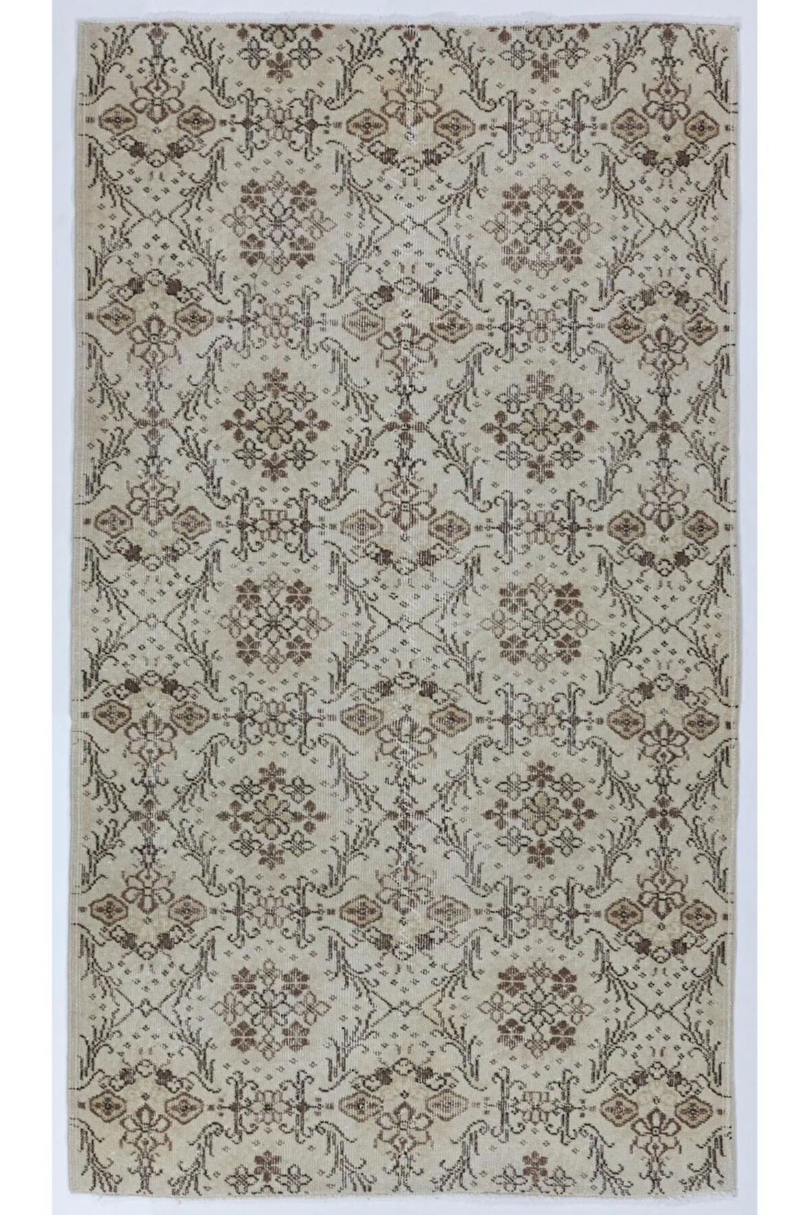 123x216 cm Eski El Yapımı Türk Halısı, El Dokuma Alan Halısı