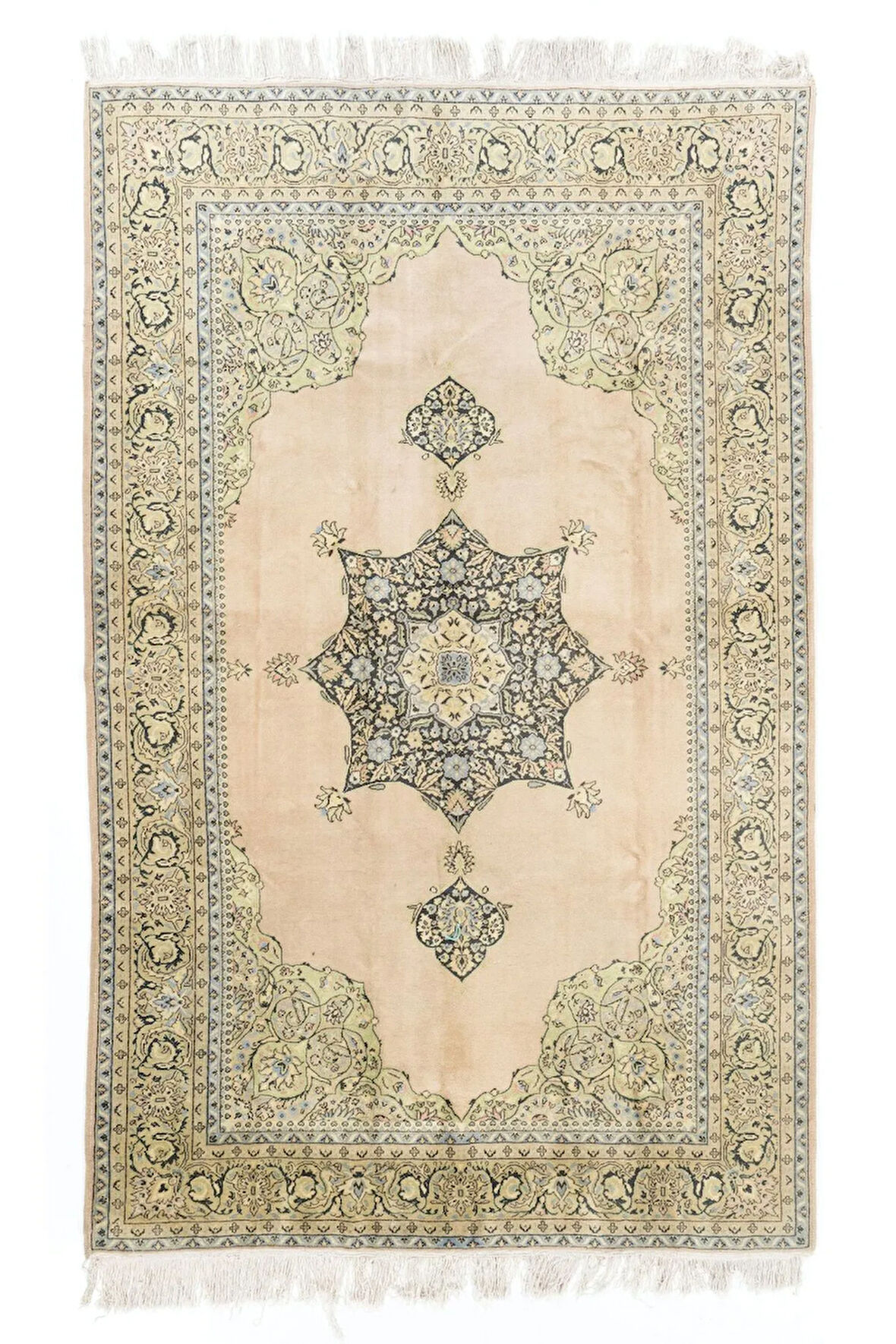 205x323 cm Eski El Dokuma Türk Ladik Halısı, Yumuşak Yünlü Halı, Mükemmel Durumda