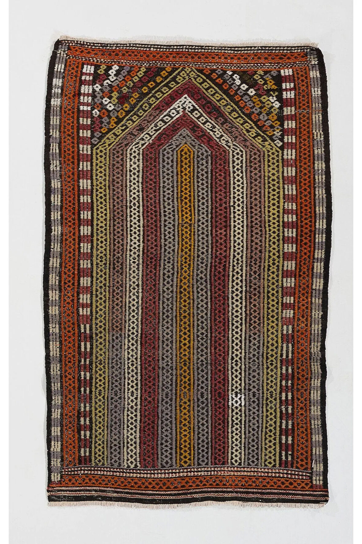 68x110 cm Türünün Tek Örneği Eski Dekoratif El Dokuması Cicim Kilim. %100 Yün