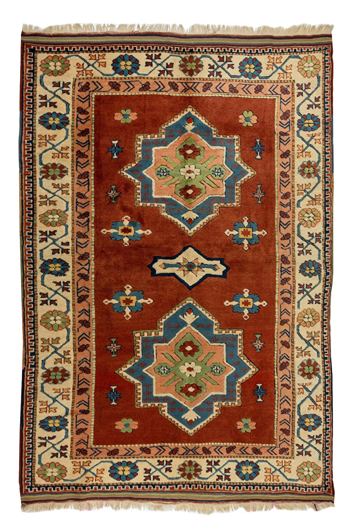 177x245 cm Yeni El Dokuma Alan Halısı, %100 Yün. Yumuşak orta tüylü