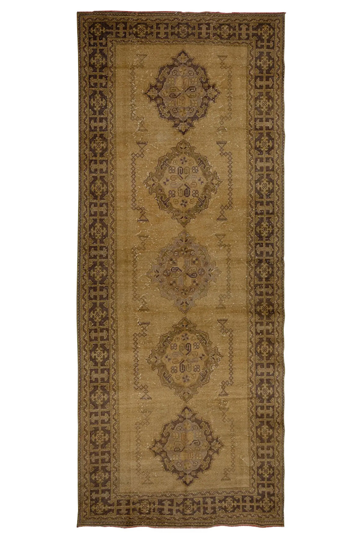 143x350 cm Koridor Dekoru için Otantik El Düğümlü Eski Türk Yolluk Halısı, Antre Hol Halı