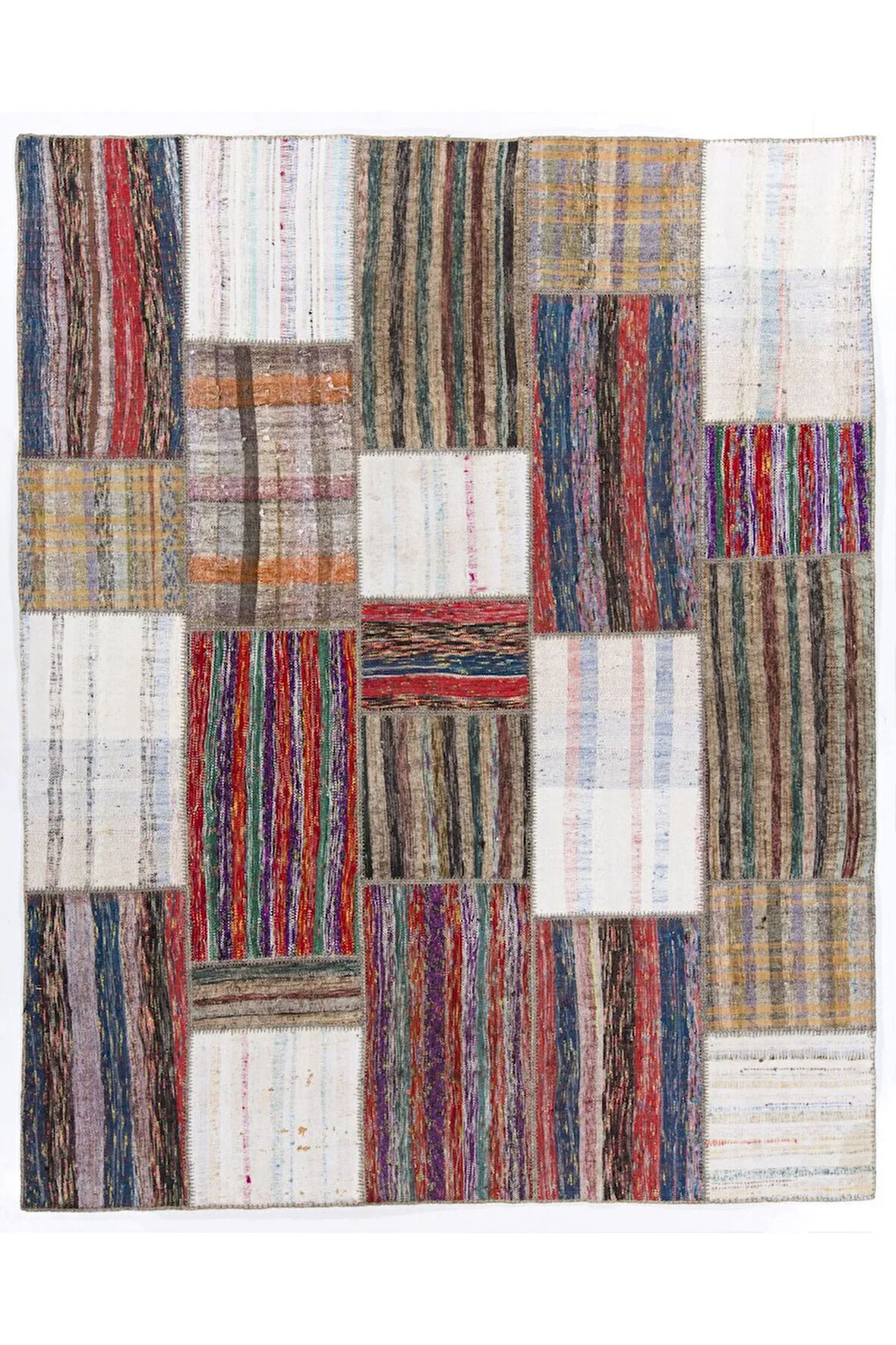 245x305 cm Dekoratif Eski El Dokuması Patchwork Kilim, Özel Seçenekler Mevcut, Peçvörk Halı