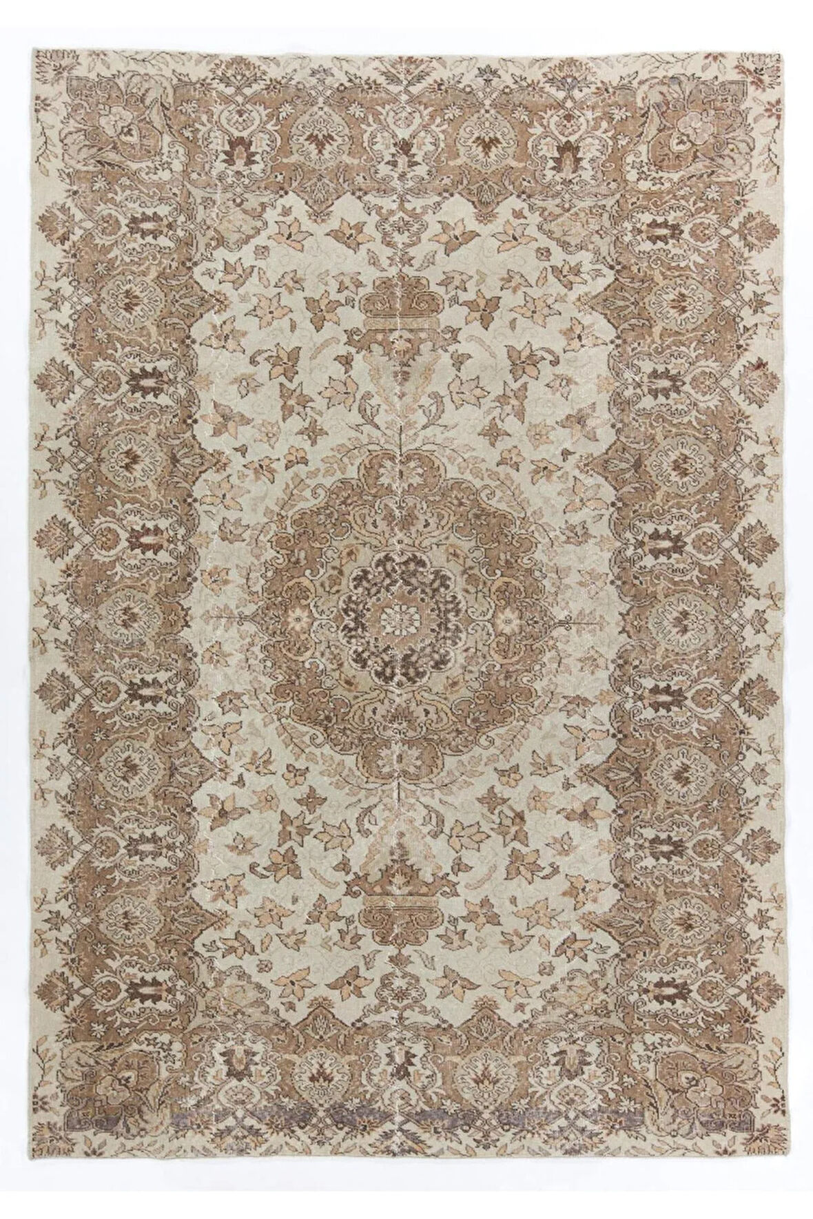 220x320 cm Eşsiz Shabby Chic Eski El Yapımı Türk Halısı, El Dokuması Halı