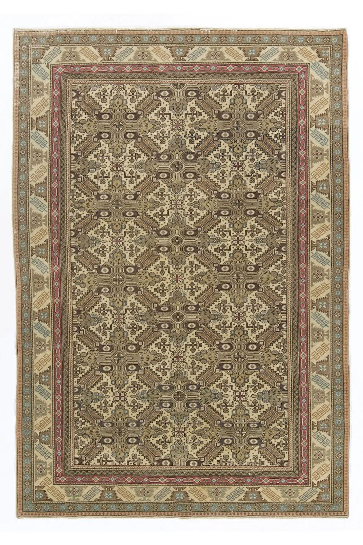 150x217 cm El Yapımı Türk Uşak Halısı, Eski El Yapımı Alan Halısı
