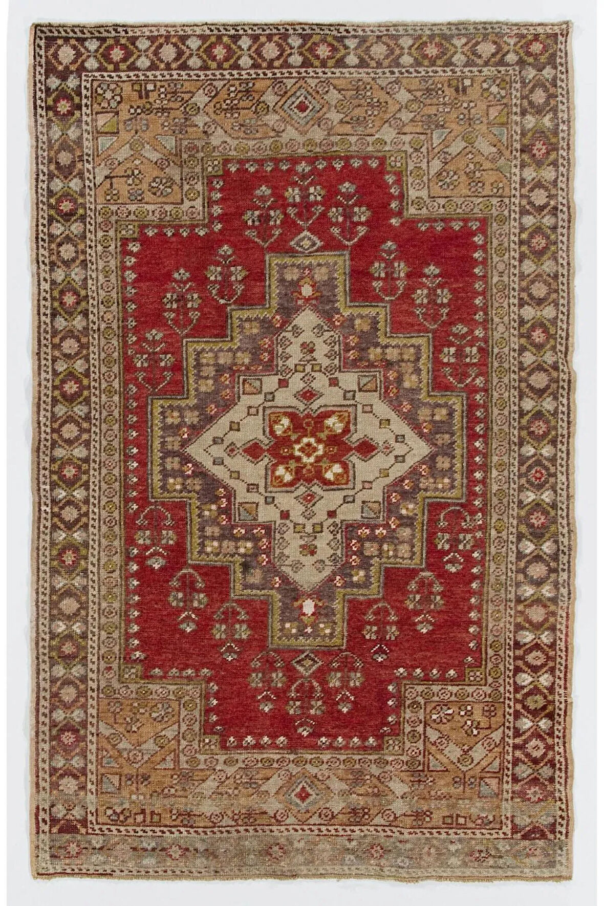 126x196 cm Geleneksel El Yapımı alan Halısı, Dekoratif El Düğümlü Halı, %100 Yün Halı