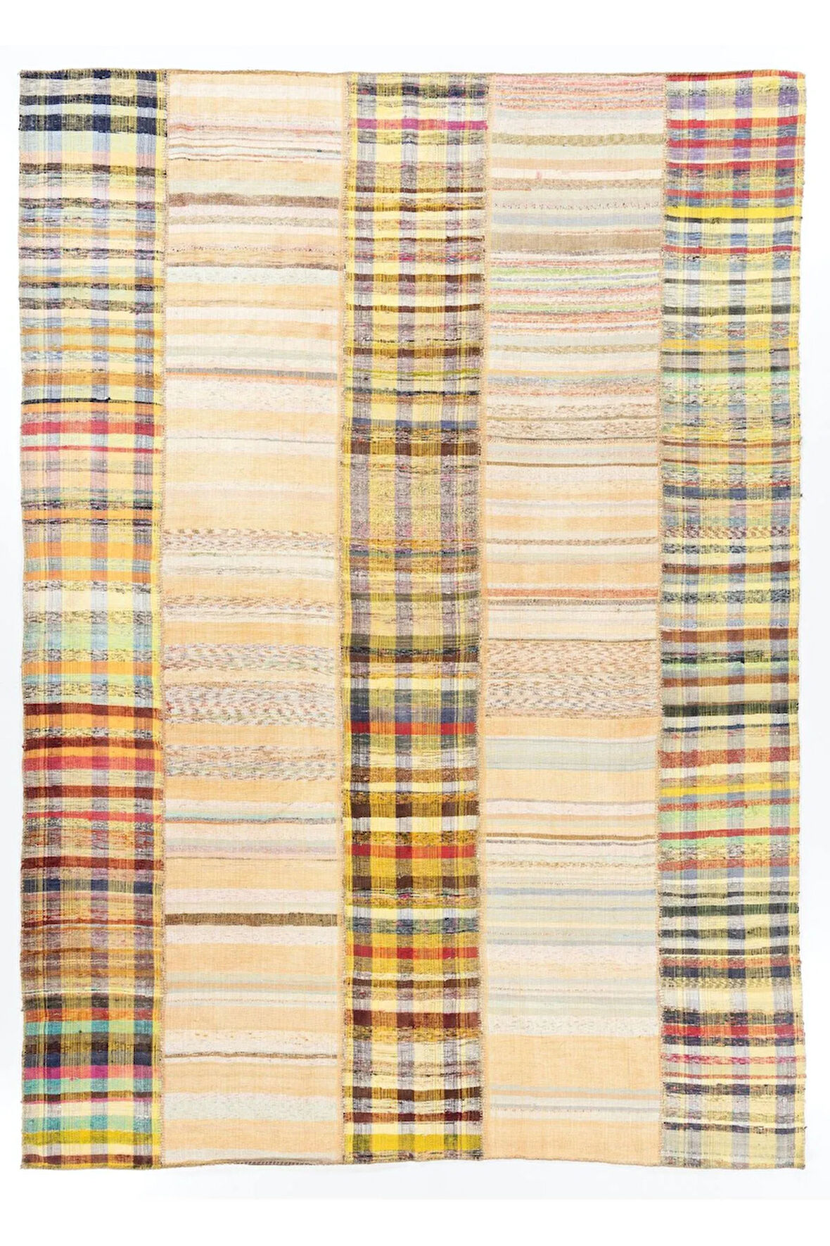 300x415 cm El Dokuma Çizgili Pamuklu Kilim, Düz Dokuma Halı, Büyük Kilim