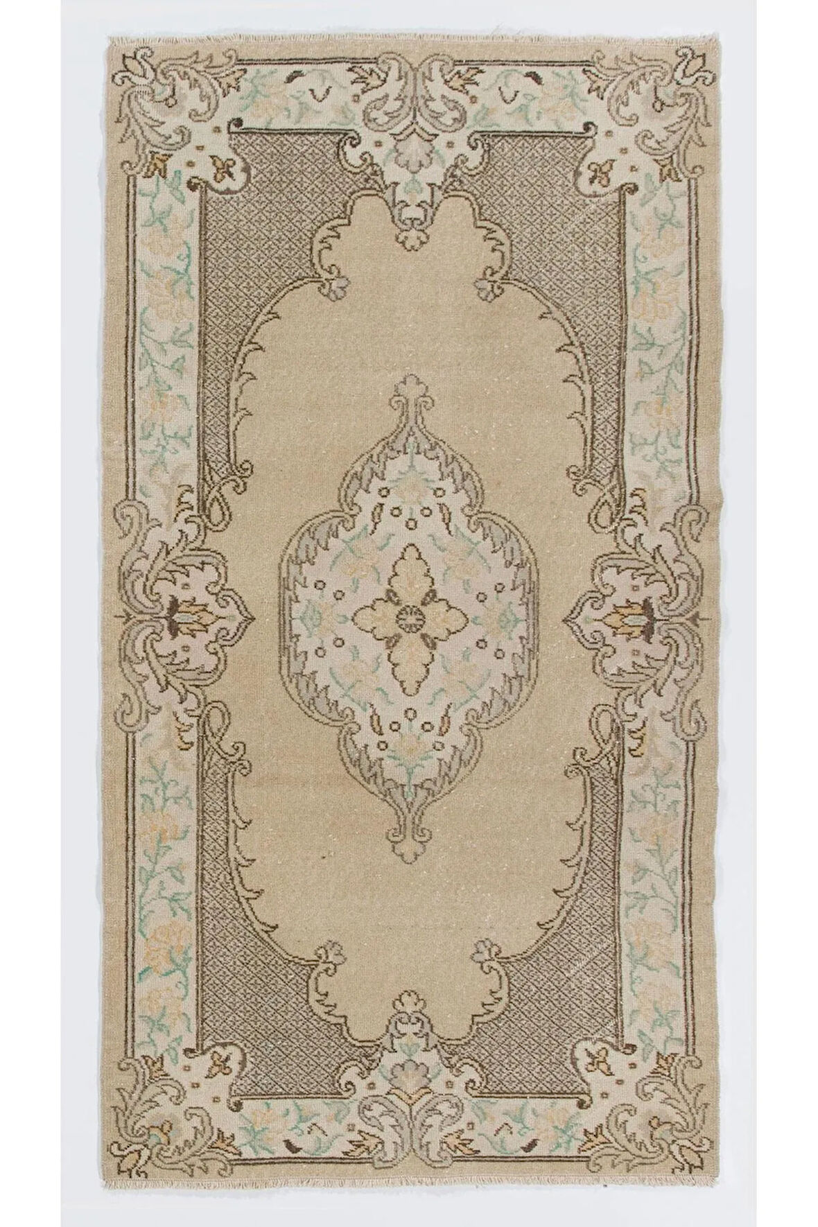 114x213 cm Eski Anadolu Uşak Halısı. El Düğümlü Halı, Zemin Kaplaması